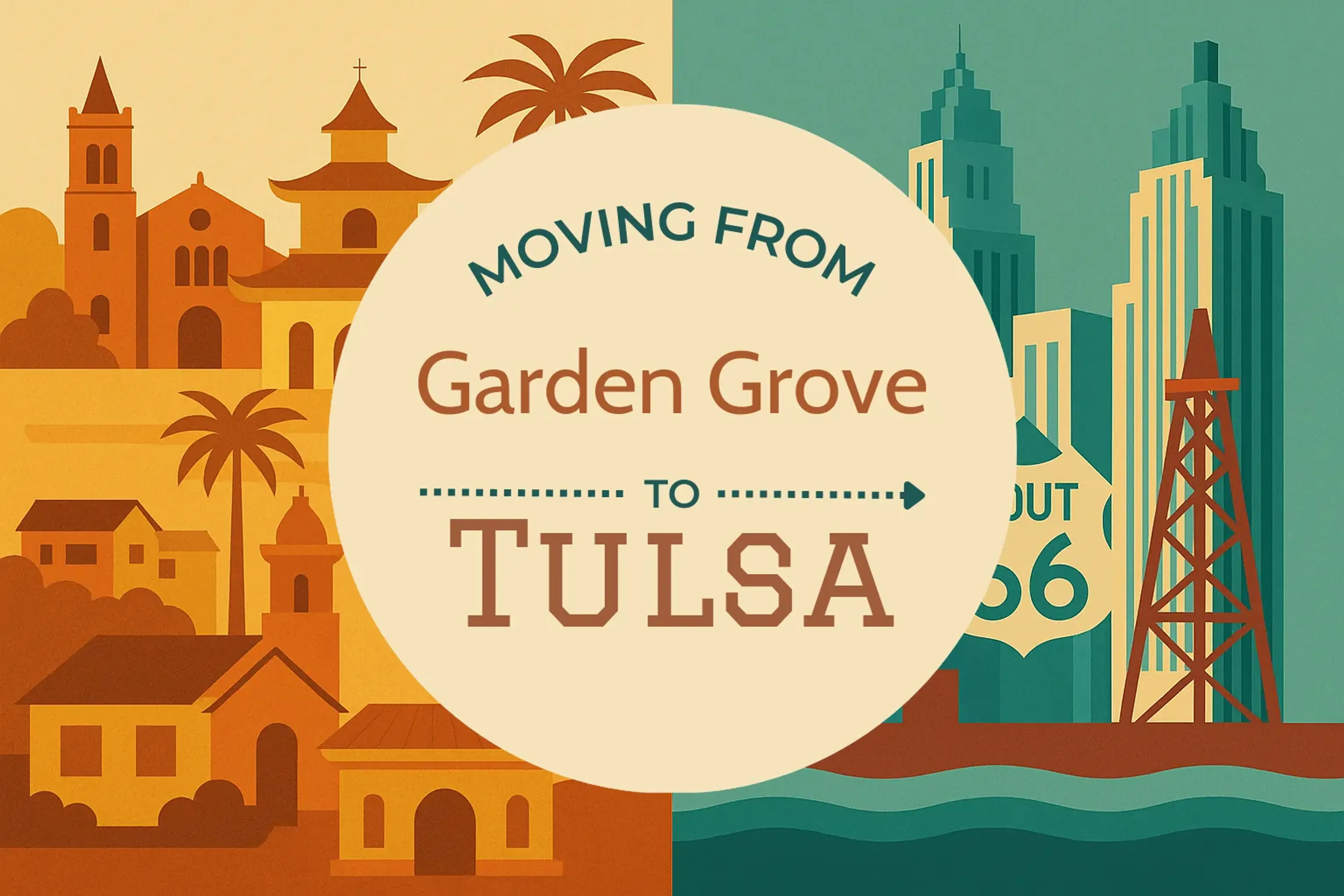 Side-by-side comparison of Garden Grove to Tulsa moving companies