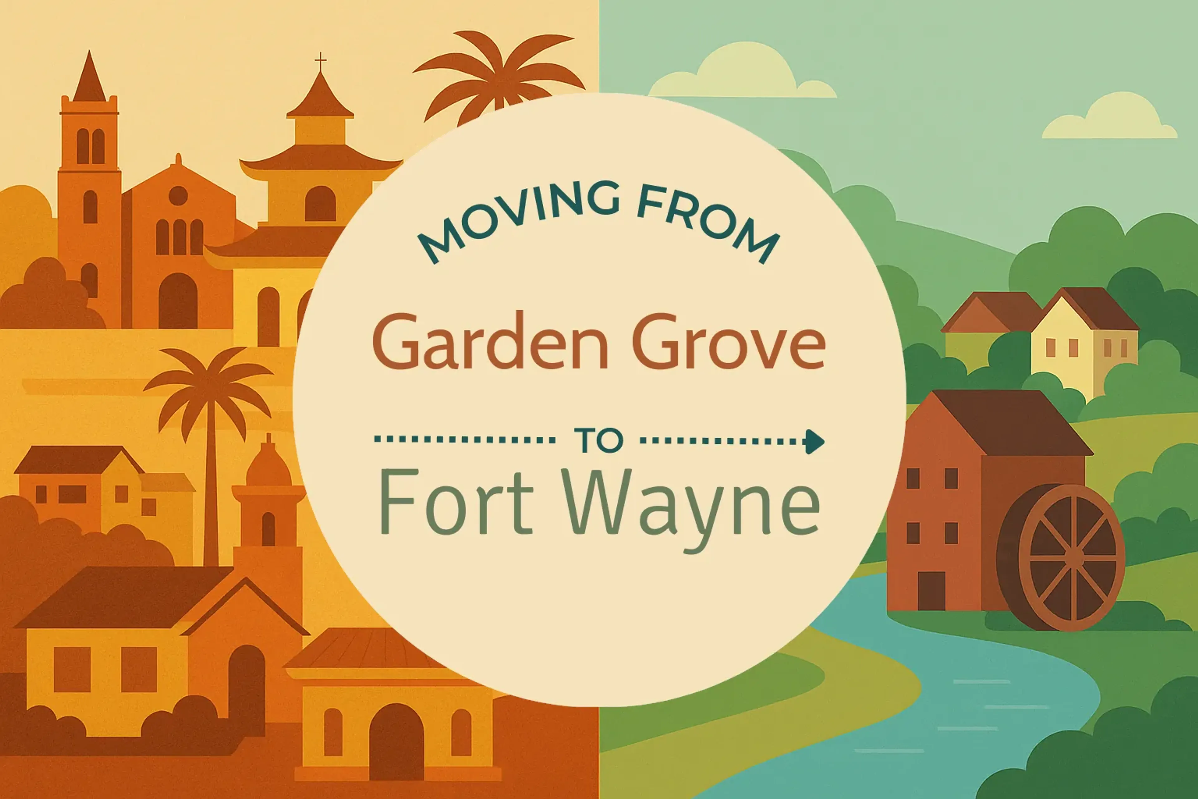 Side-by-side comparison of Garden Grove to Fort Wayne moving companies