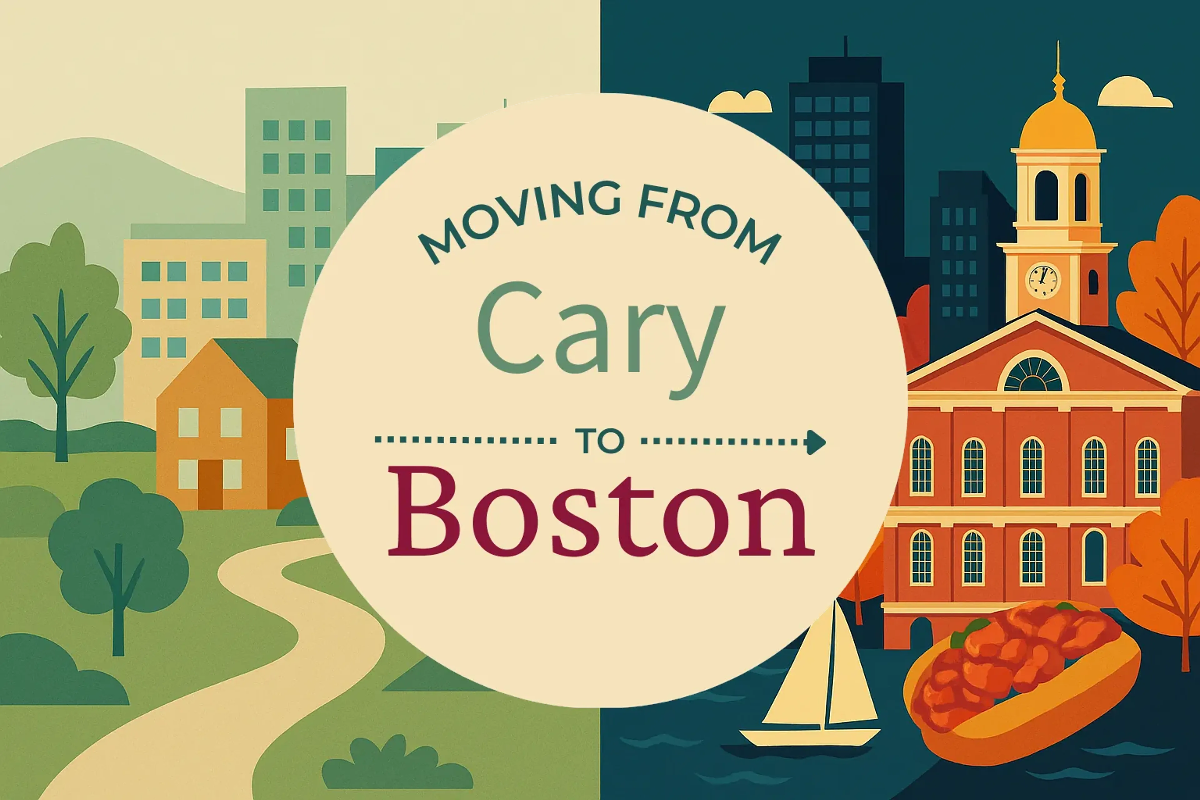 Side-by-side comparison of Cary to Boston moving companies