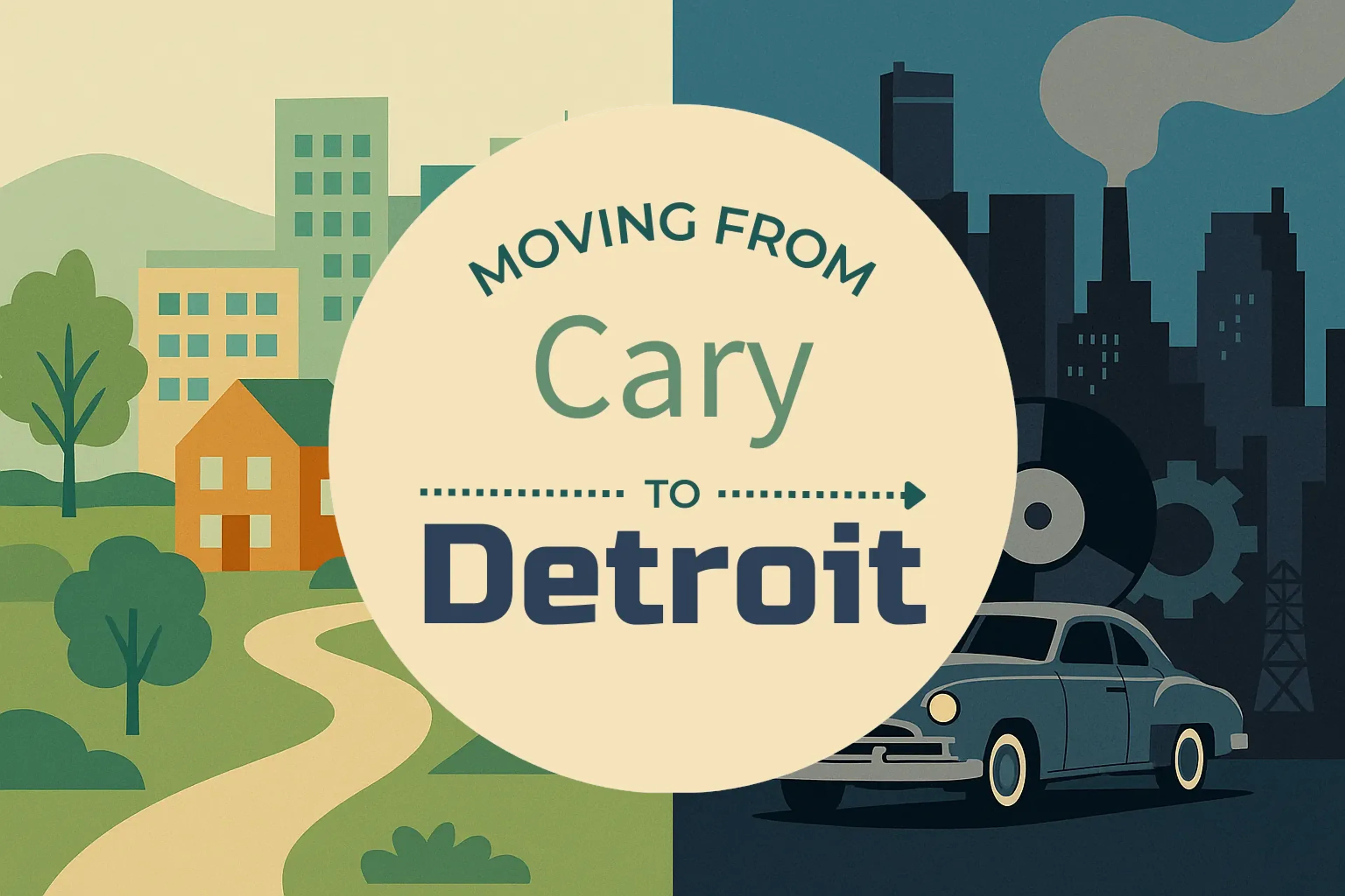 Side-by-side comparison of Cary to Detroit moving companies