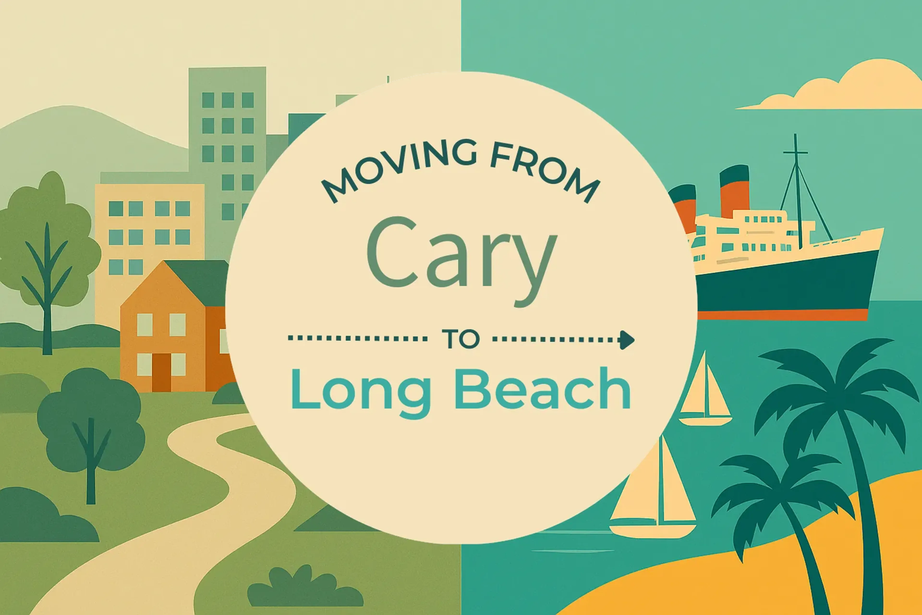 Side-by-side comparison of Cary to Long Beach moving companies