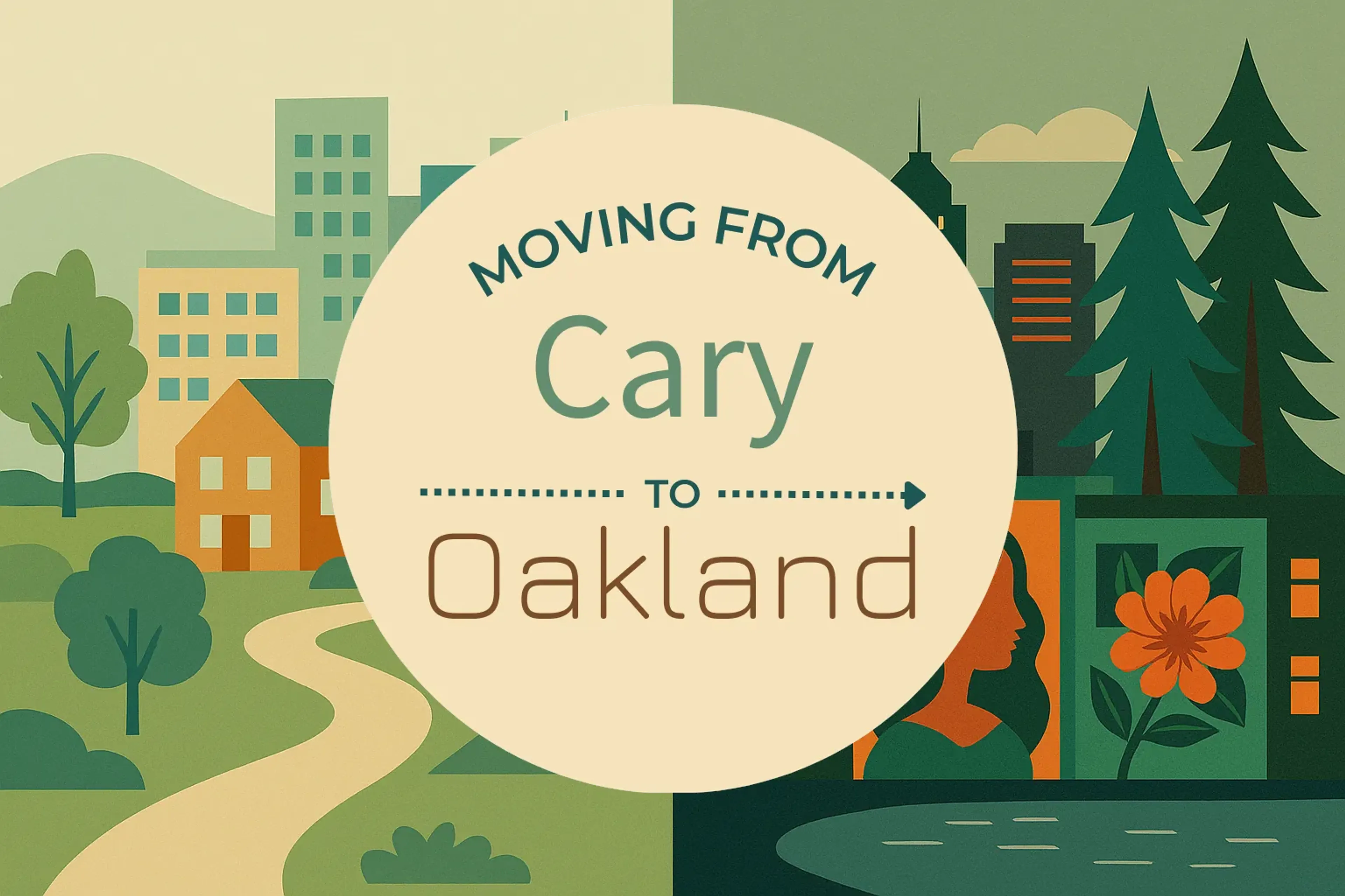 Side-by-side comparison of Cary to Oakland moving companies