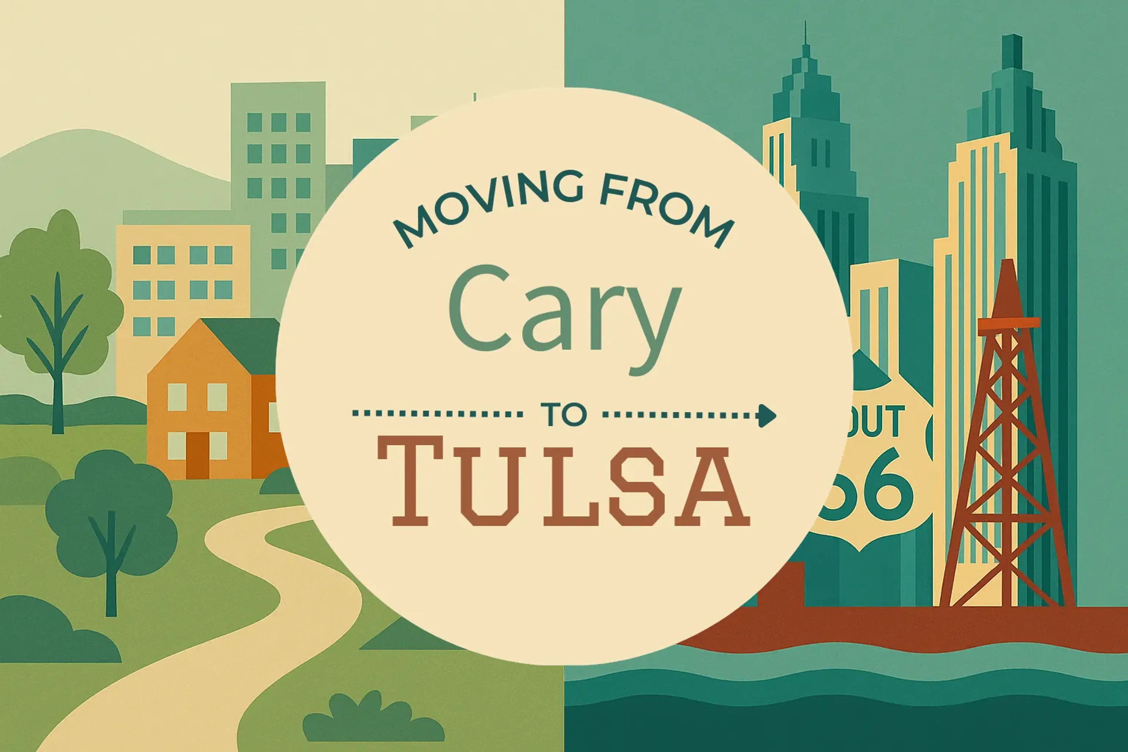 Side-by-side comparison of Cary to Tulsa moving companies