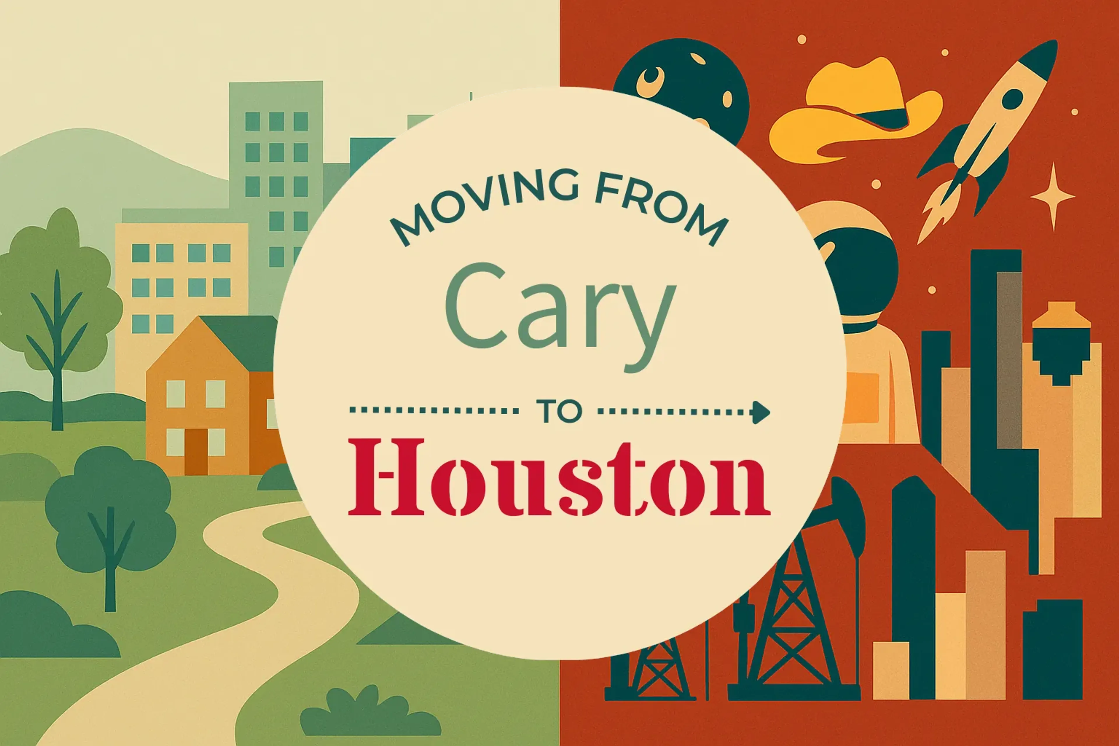 Side-by-side comparison of Cary to Houston moving companies