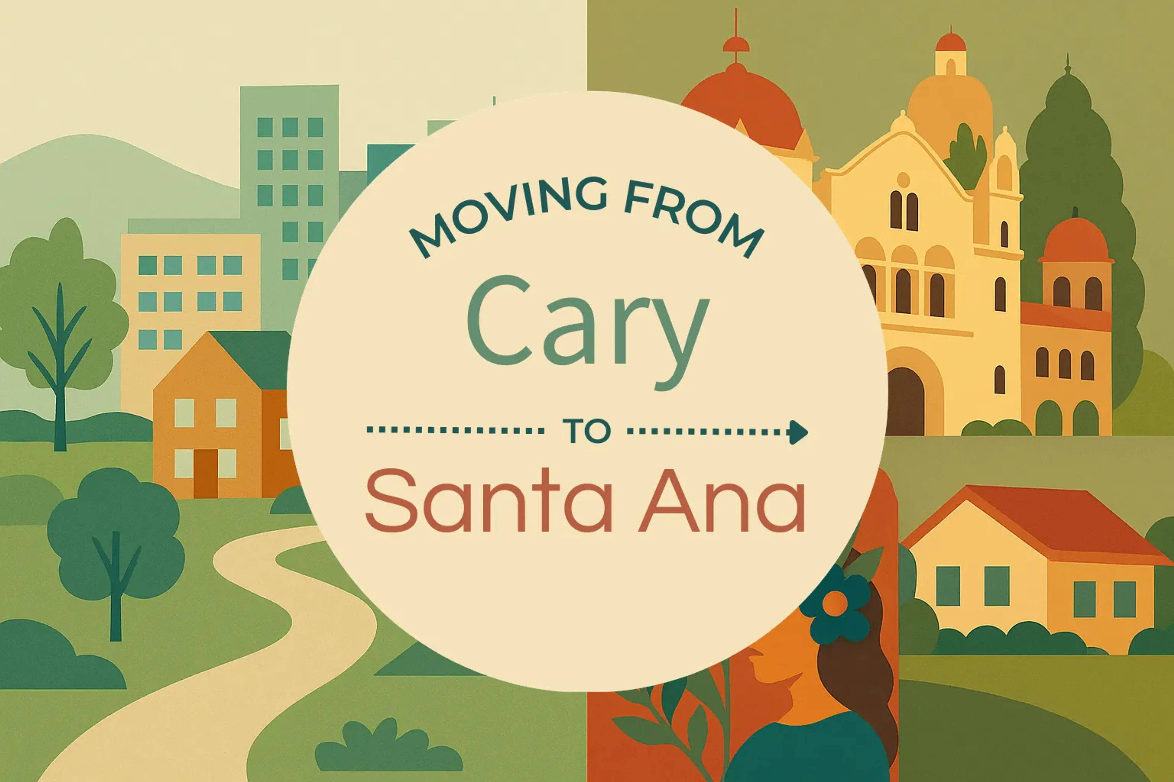 Side-by-side comparison of Cary to Santa Ana moving companies