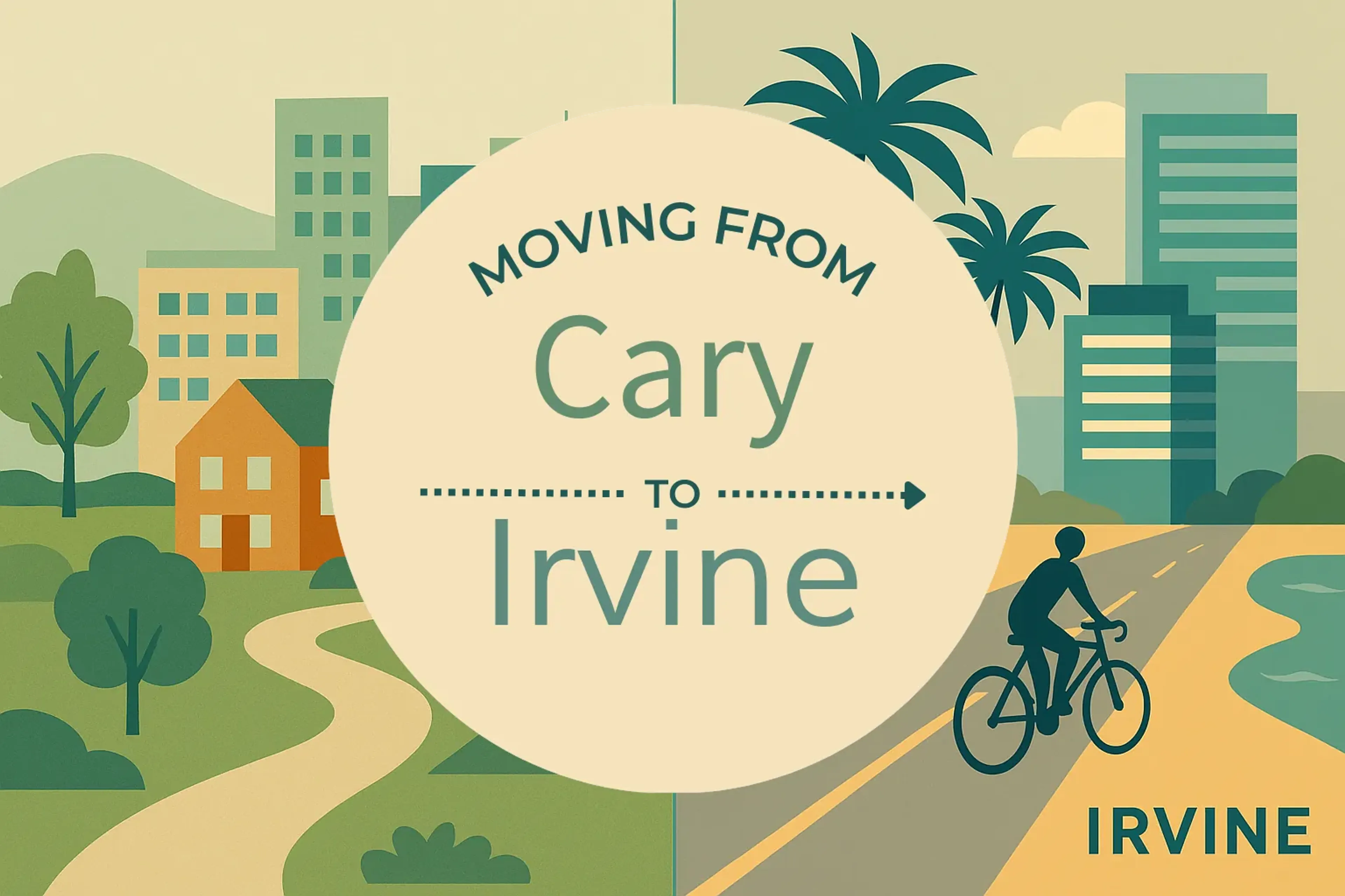 Side-by-side comparison of Cary to Irvine moving companies