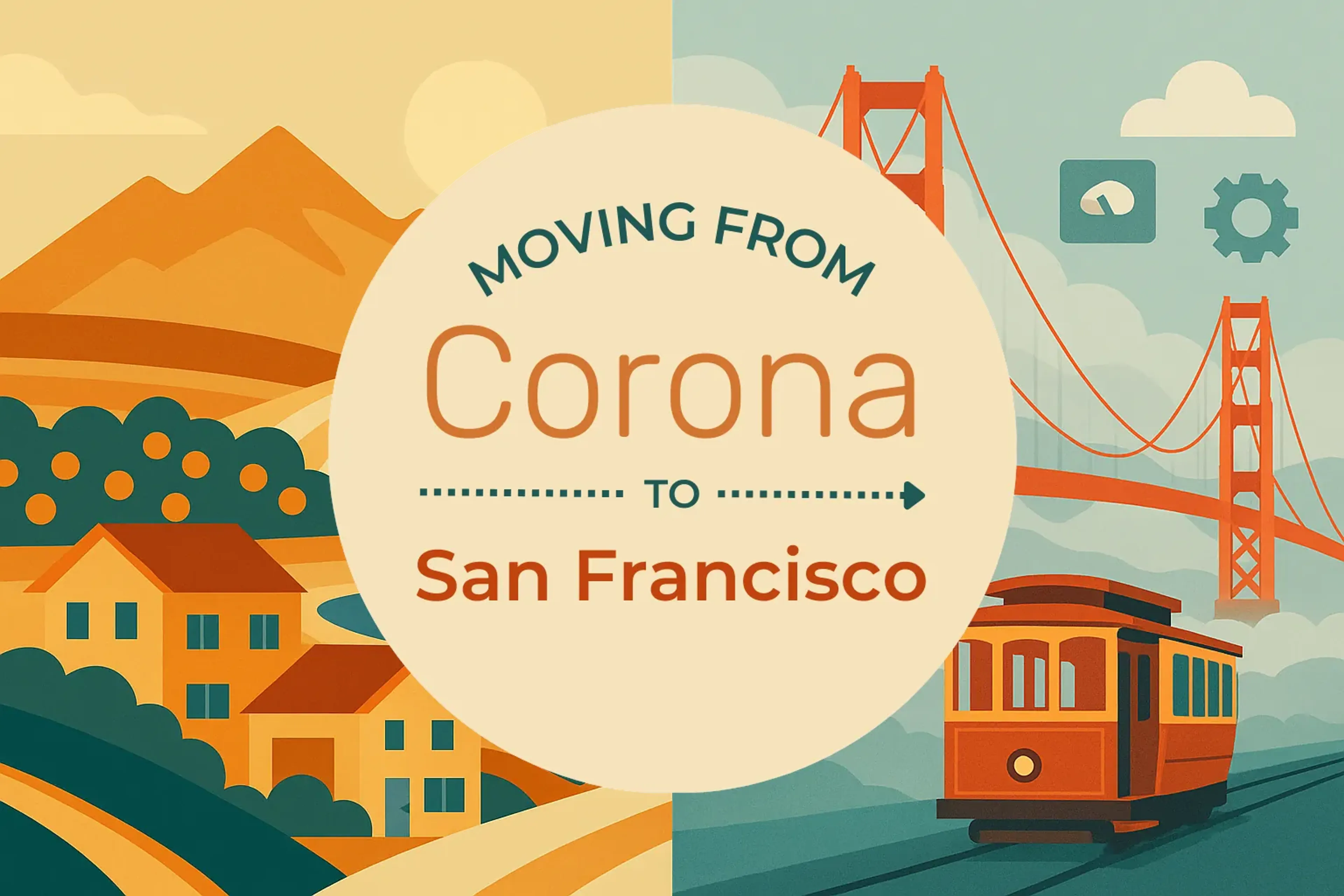 Side-by-side comparison of Corona to San Francisco moving companies