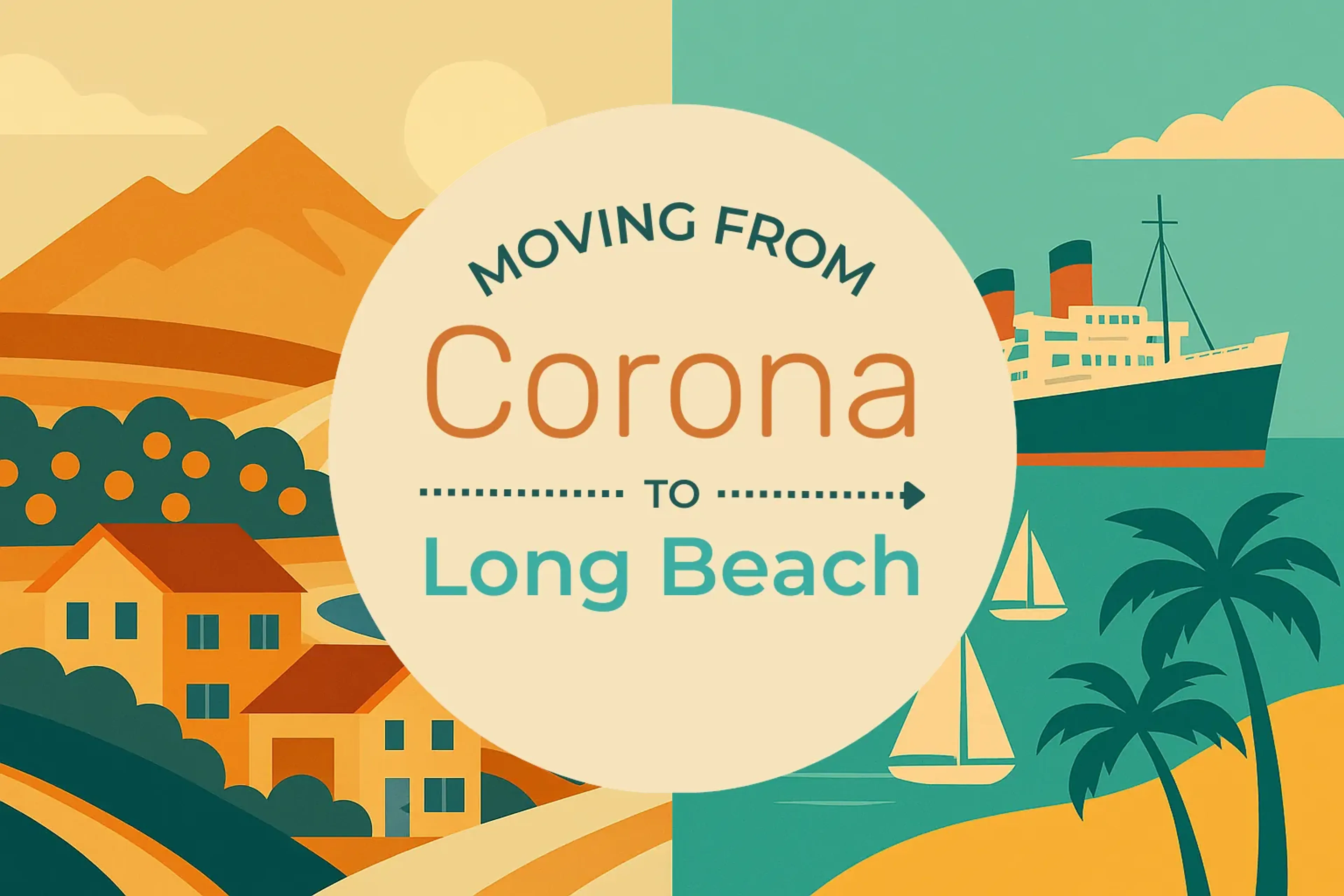 Side-by-side comparison of Corona to Long Beach moving companies