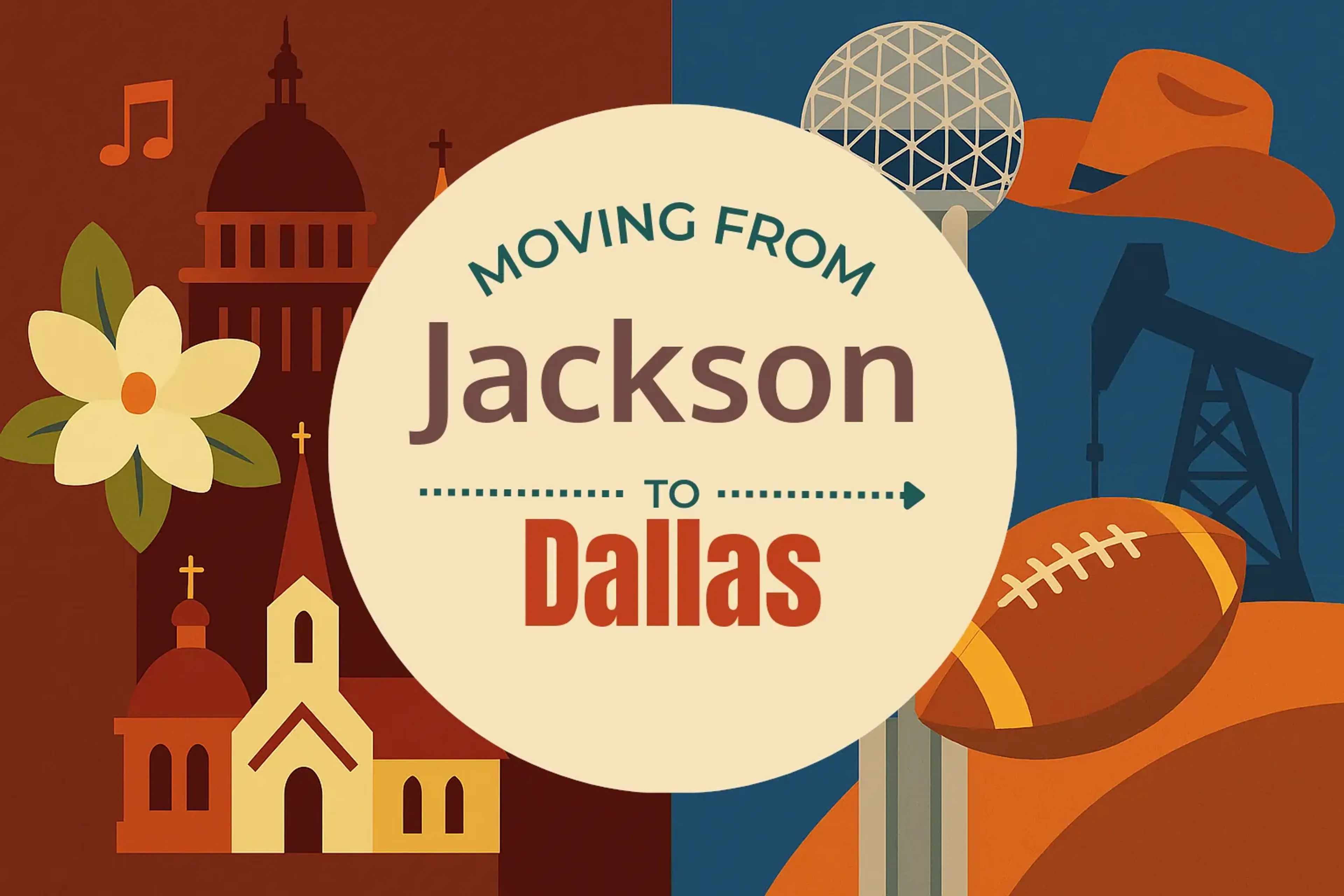 Side-by-side comparison of Jackson to Dallas moving companies