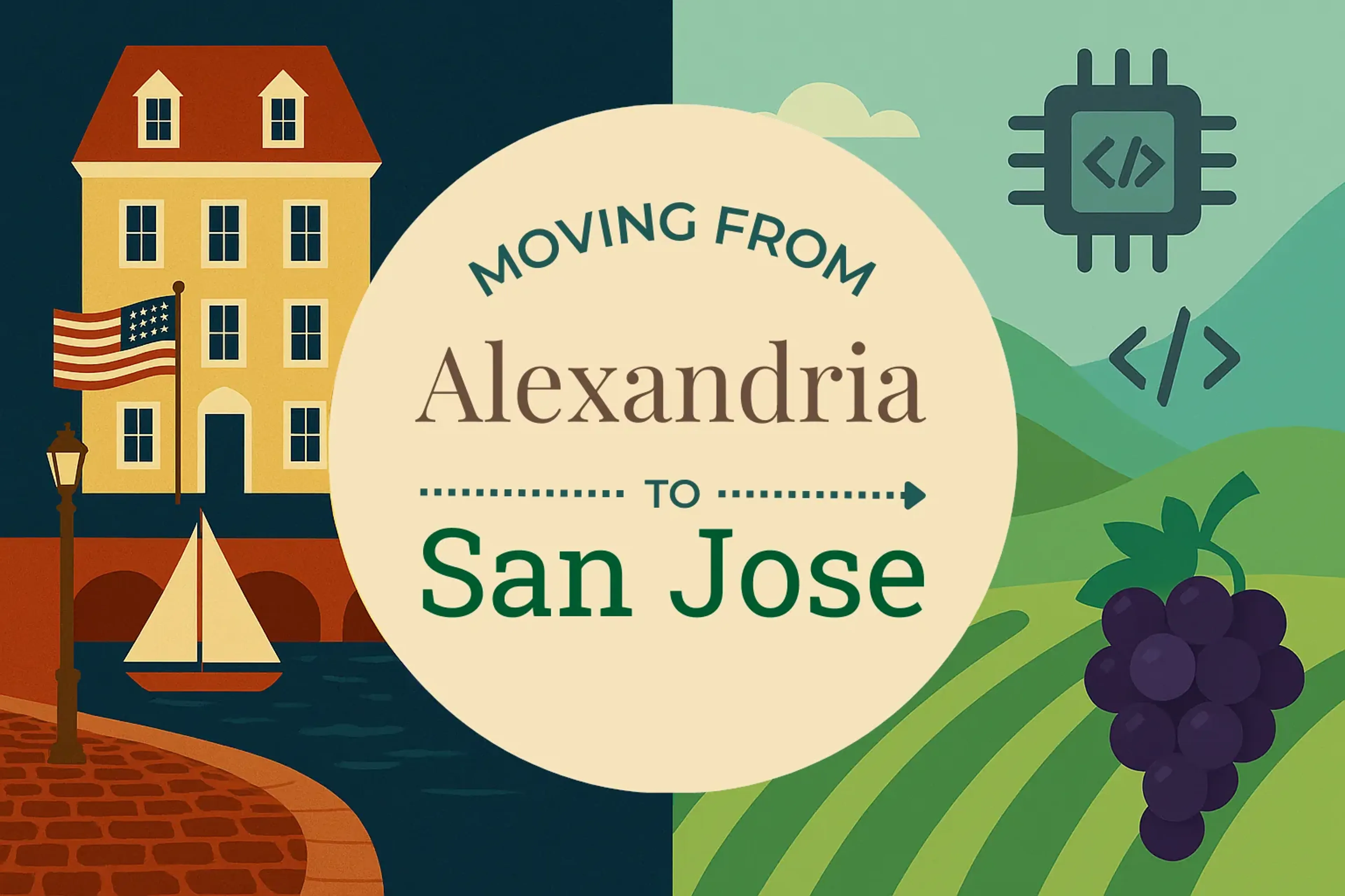 Side-by-side comparison of Alexandria to San Jose moving companies