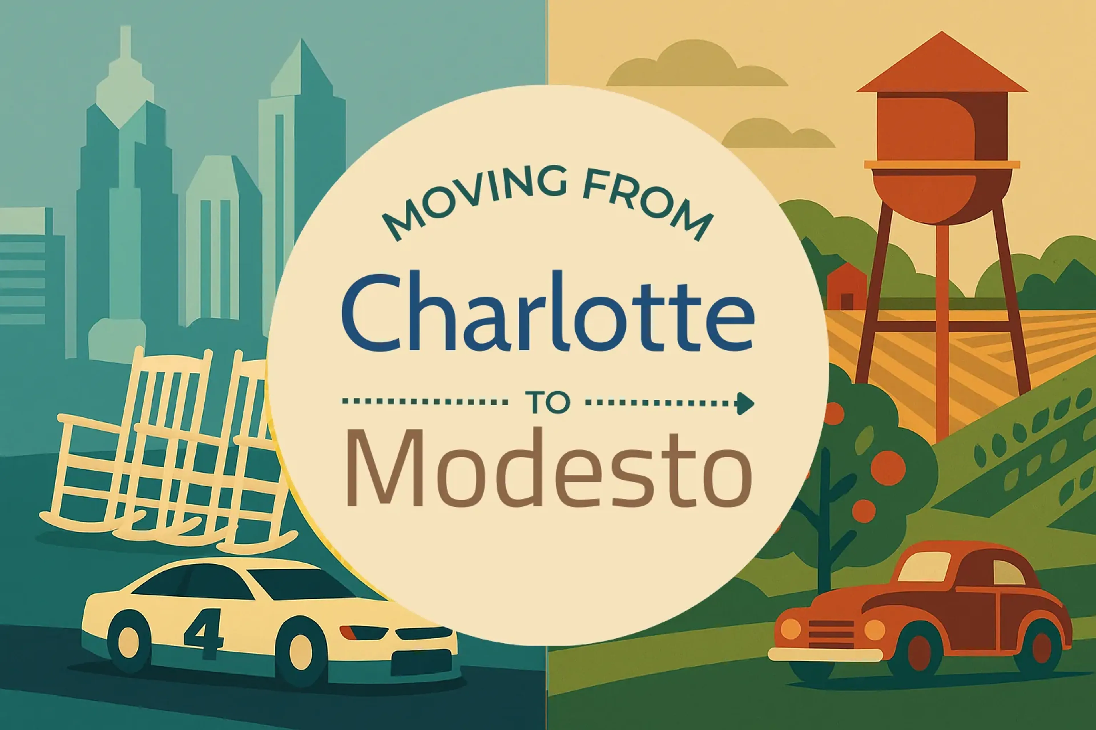 Side-by-side comparison of Charlotte to Modesto moving companies