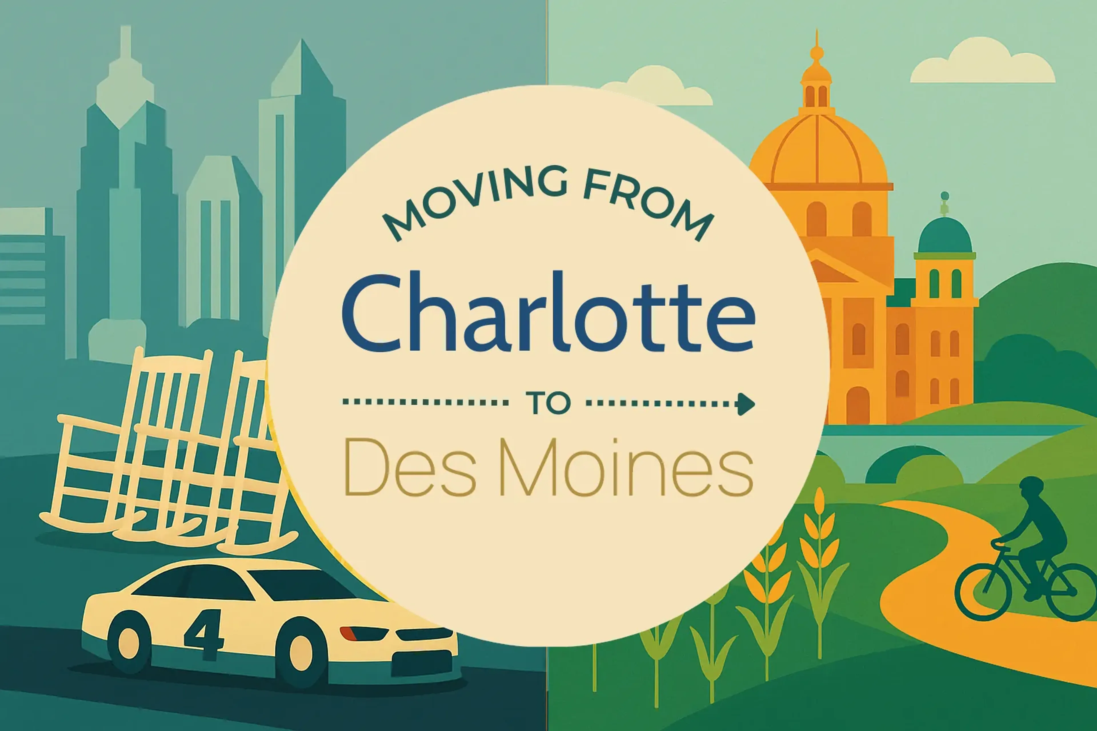 Side-by-side comparison of Charlotte to Des Moines moving companies