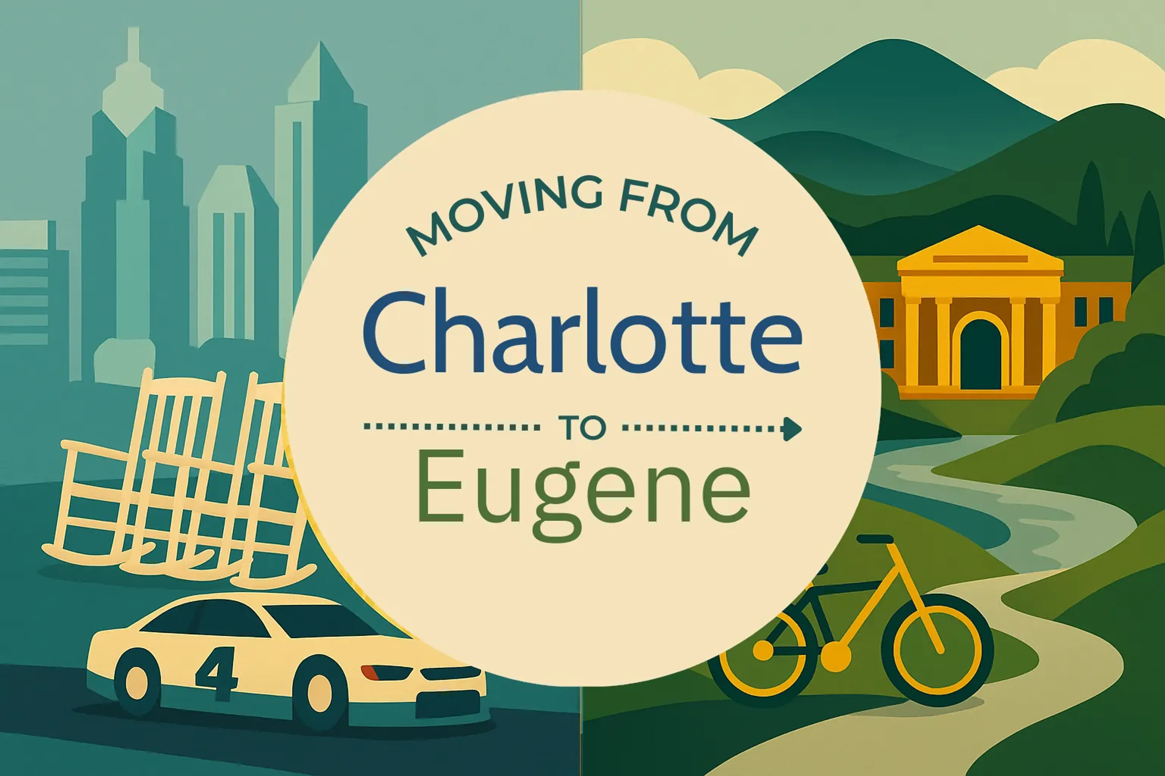 Side-by-side comparison of Charlotte to Eugene moving companies