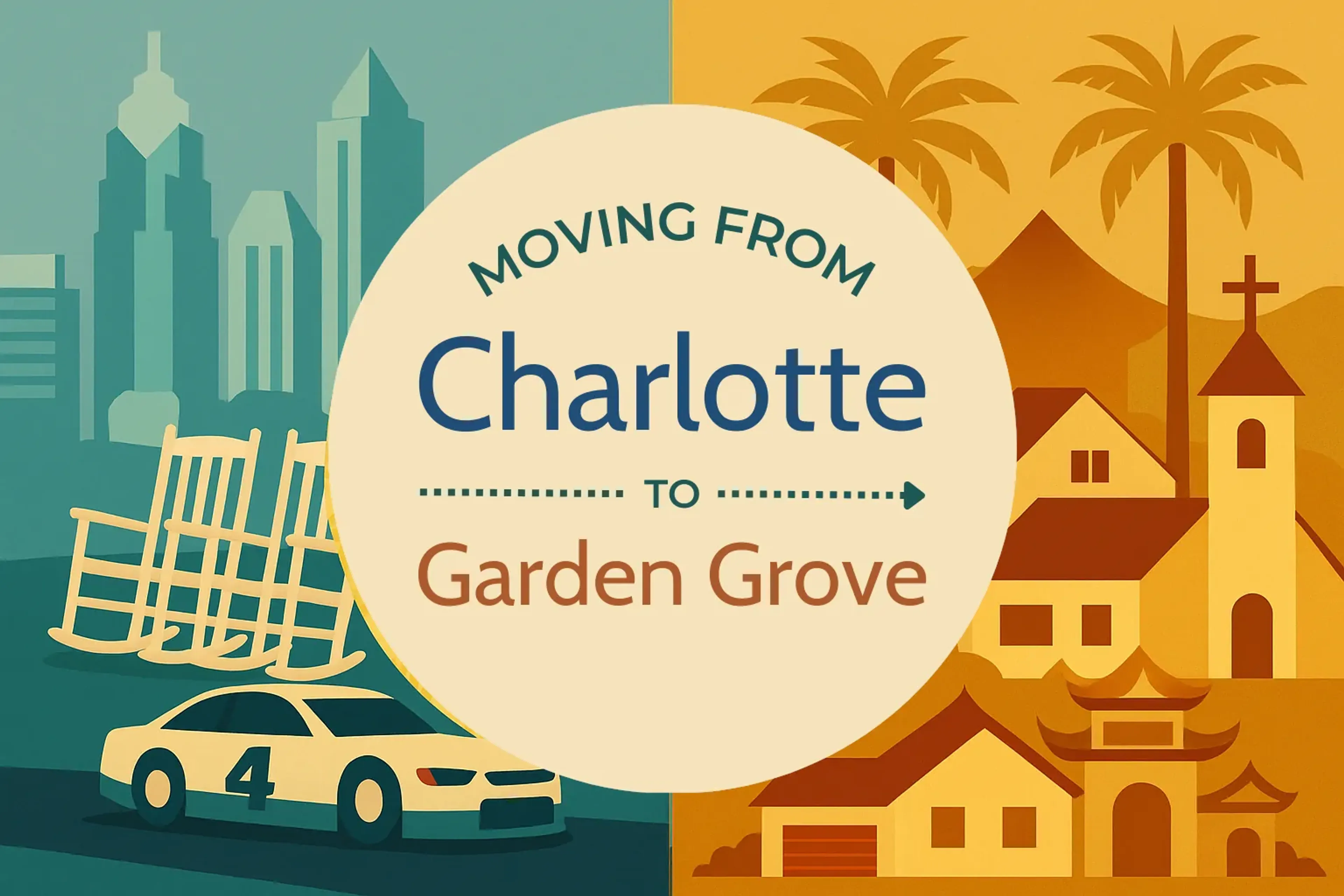 Side-by-side comparison of Charlotte to Garden Grove moving companies