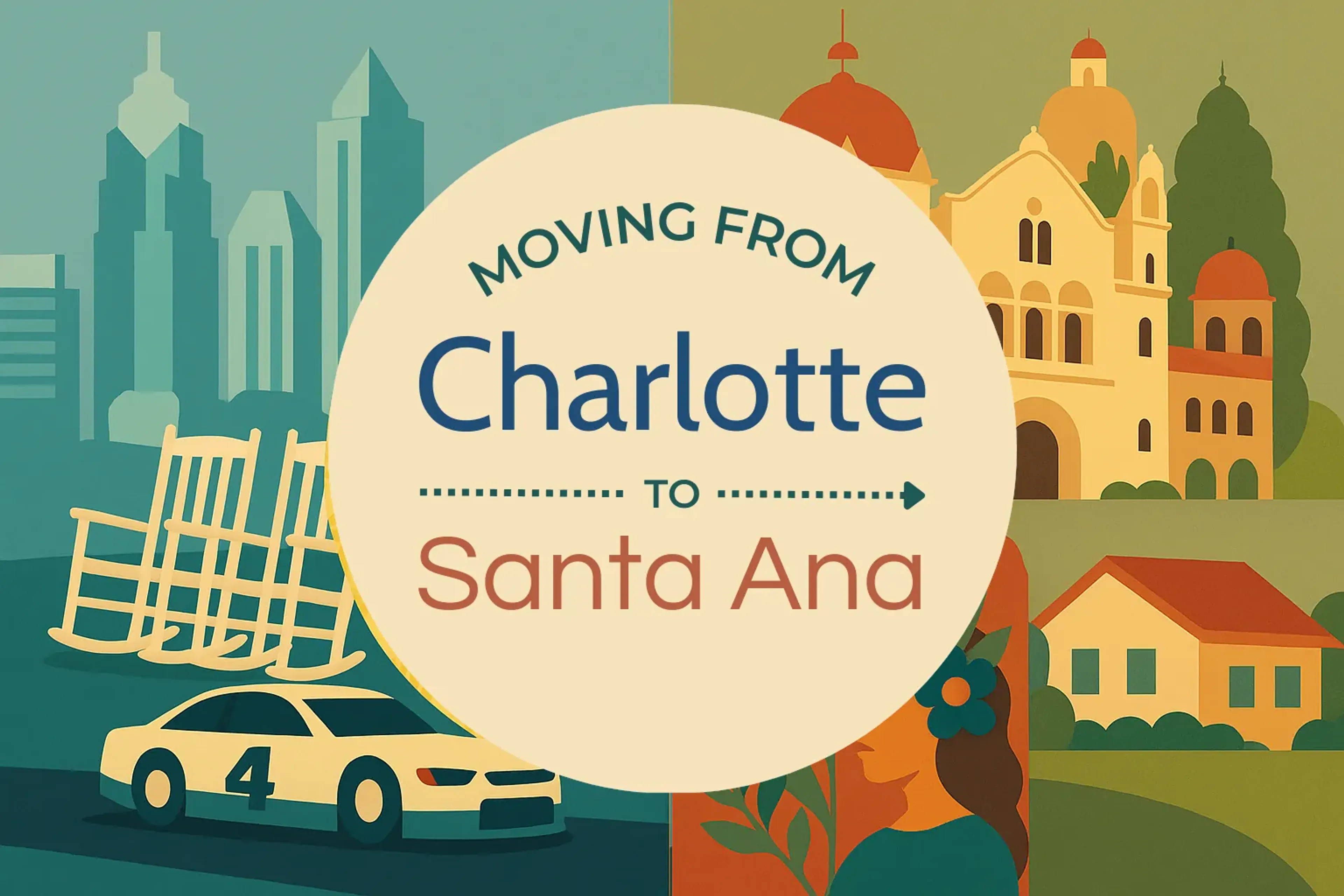 Side-by-side comparison of Charlotte to Santa Ana moving companies