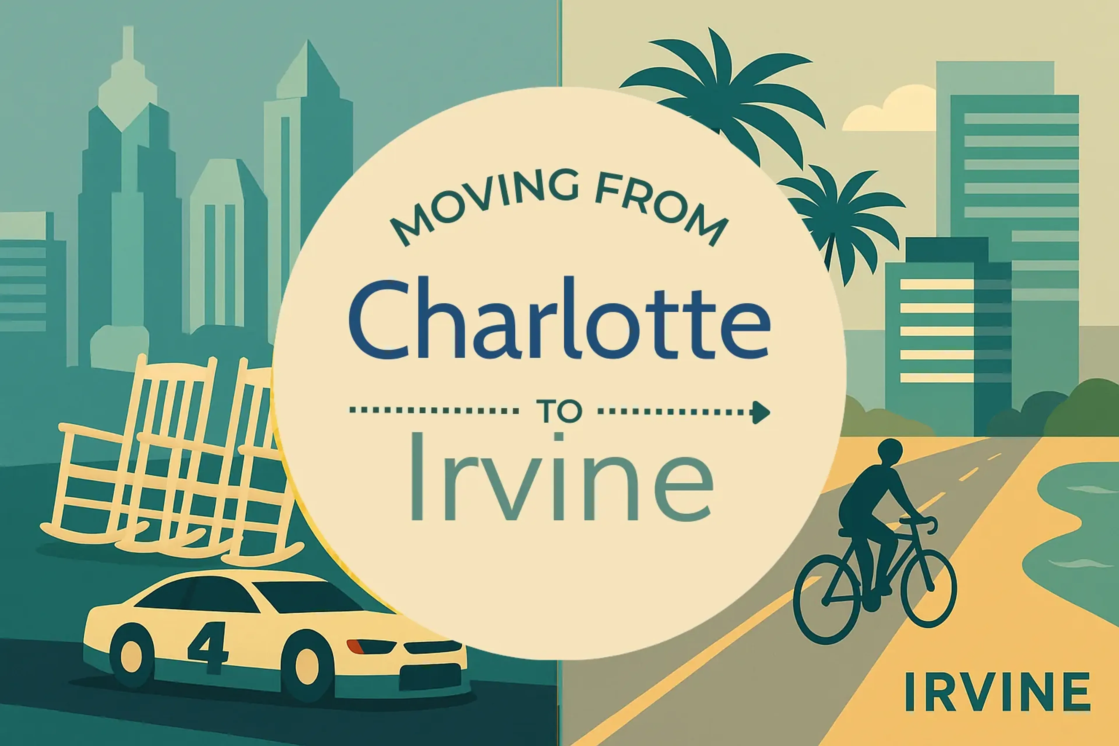 Side-by-side comparison of Charlotte to Irvine moving companies