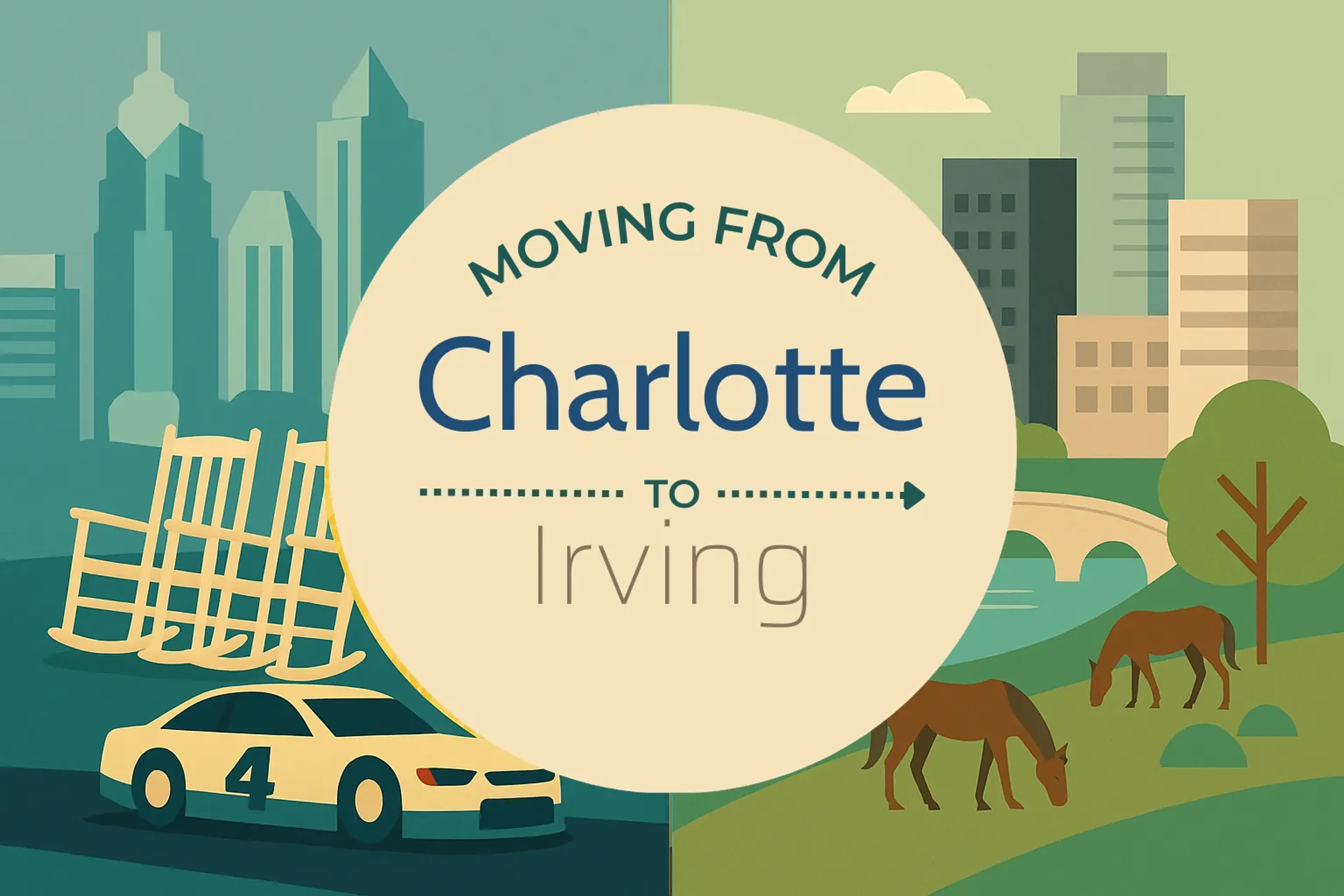 Side-by-side comparison of Charlotte to Irving moving companies