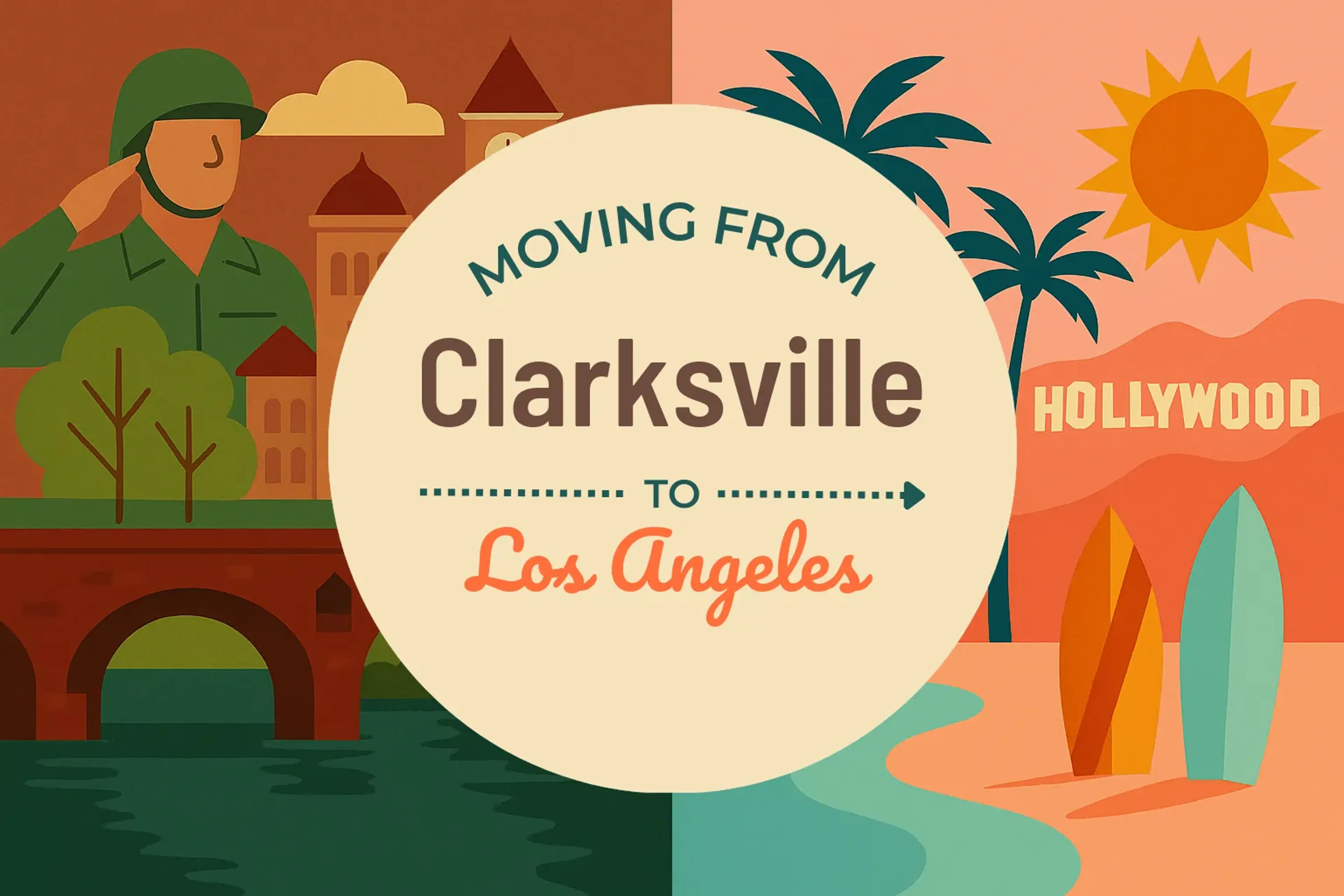 Side-by-side comparison of Clarksville to Los Angeles moving companies