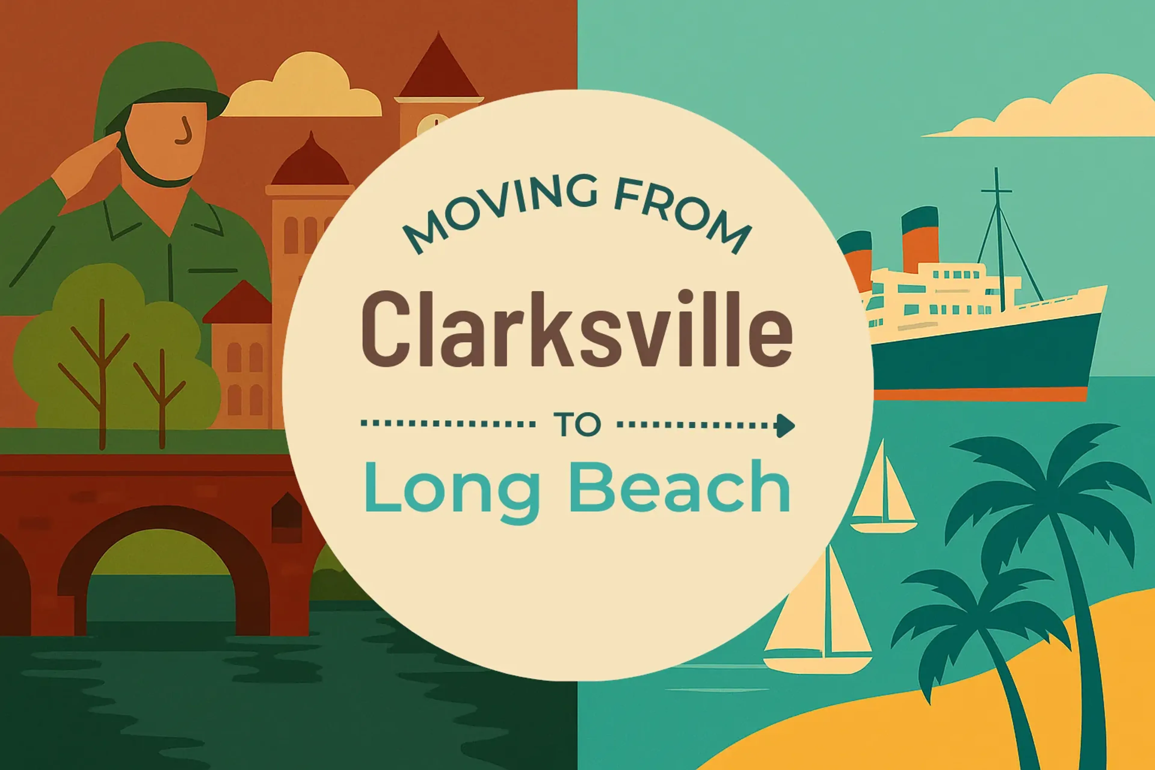 Side-by-side comparison of Clarksville to Long Beach moving companies
