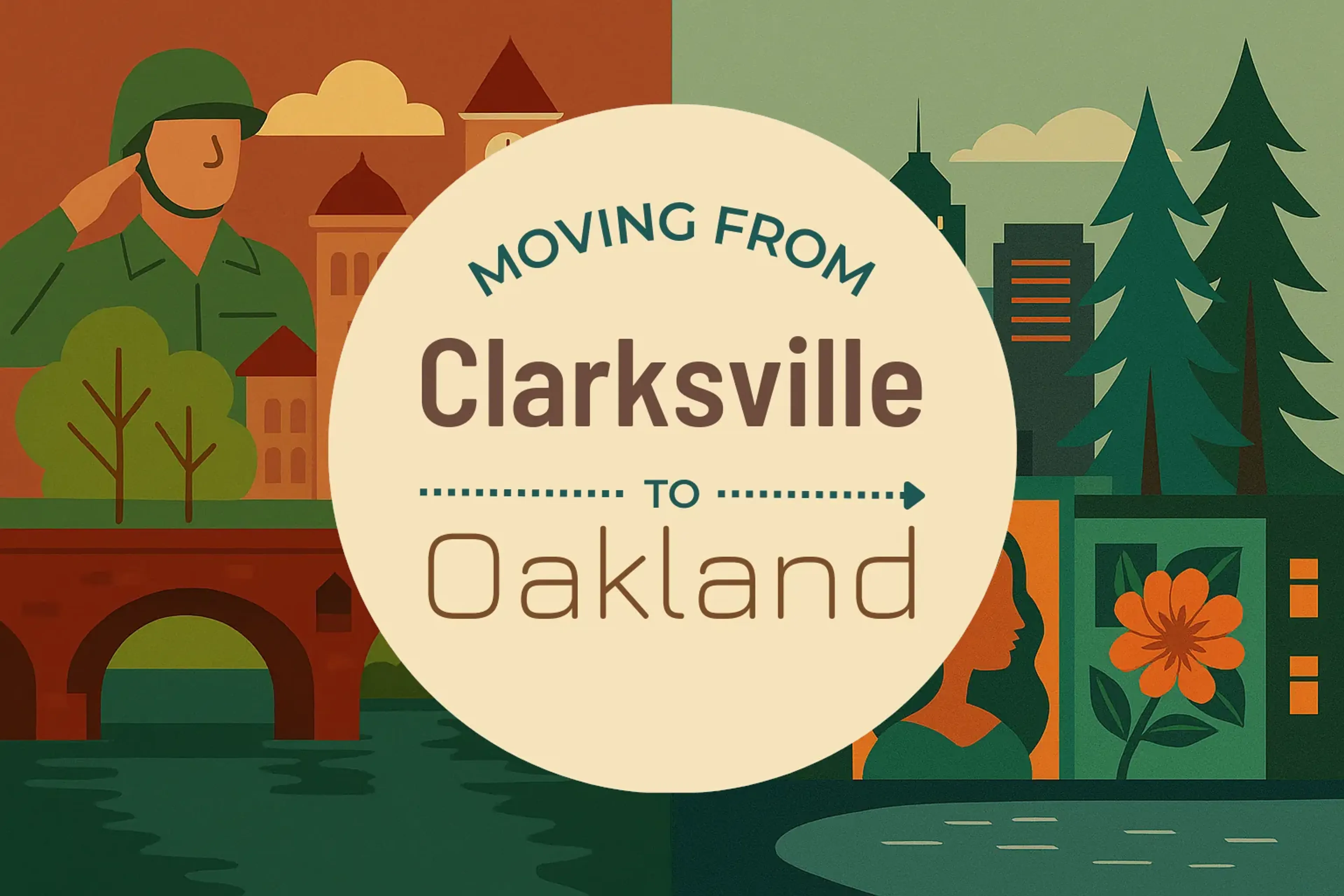 Side-by-side comparison of Clarksville to Oakland moving companies