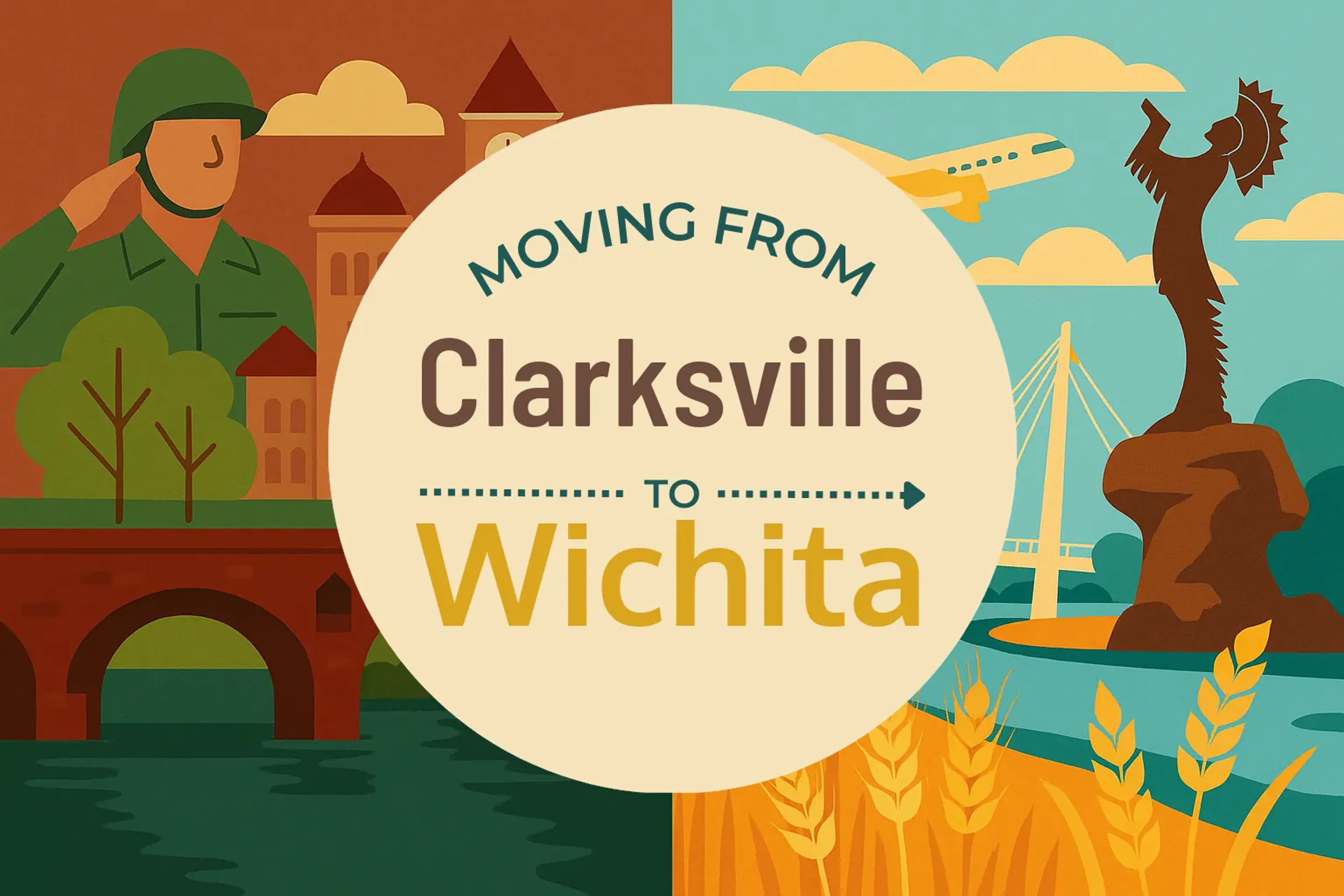 Side-by-side comparison of Clarksville to Wichita moving companies