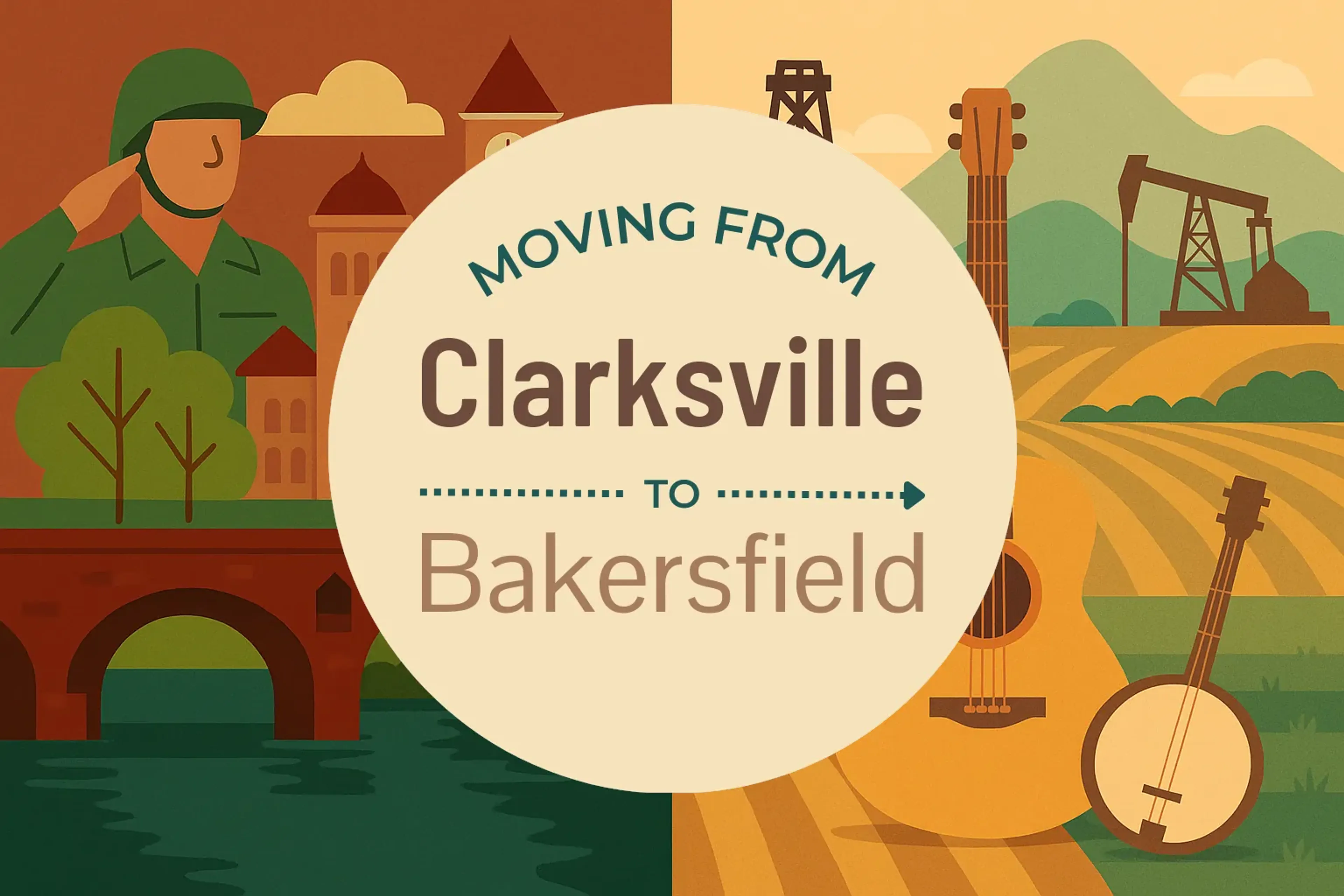 Side-by-side comparison of Clarksville to Bakersfield moving companies