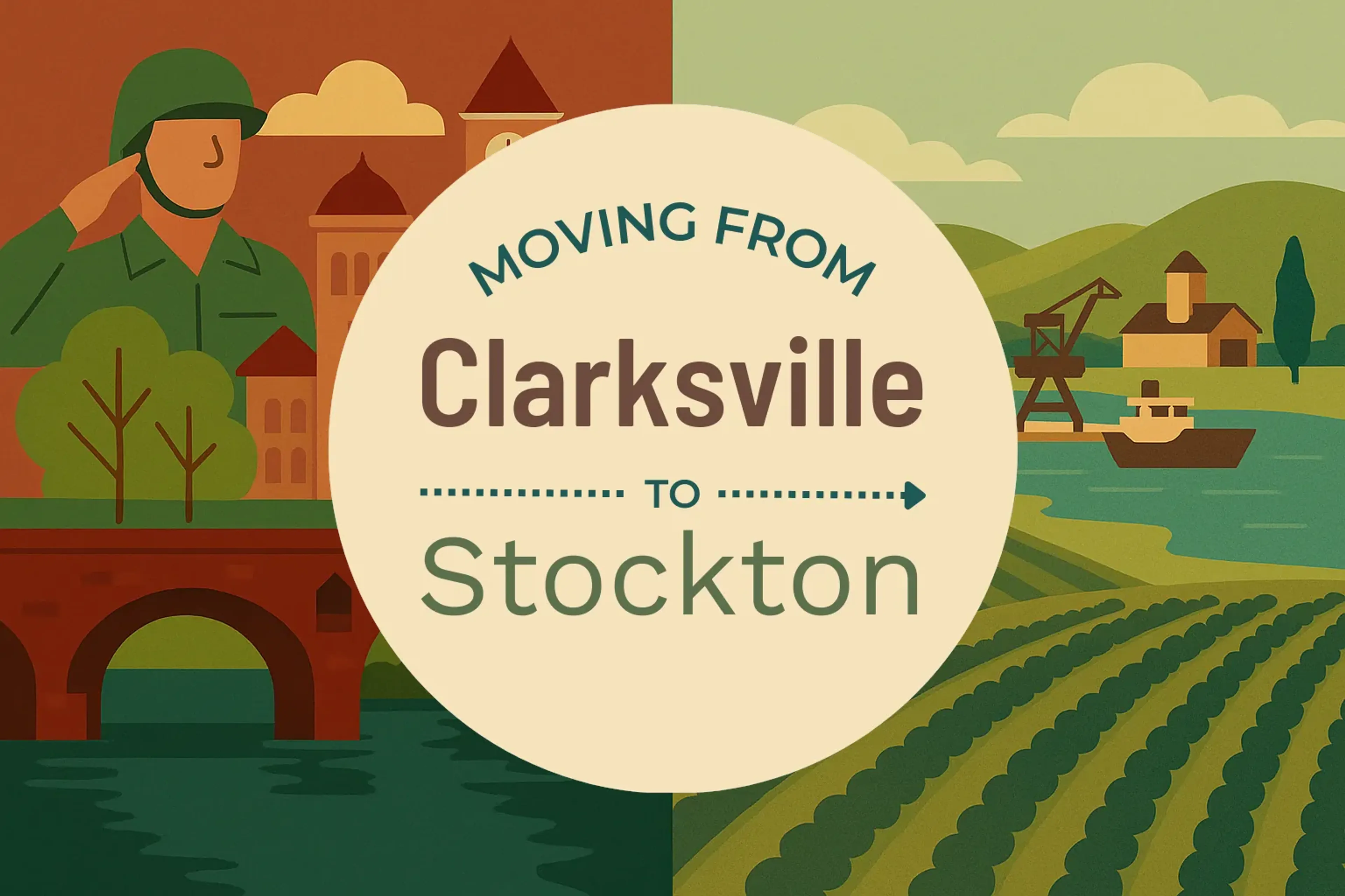 Side-by-side comparison of Clarksville to Stockton moving companies