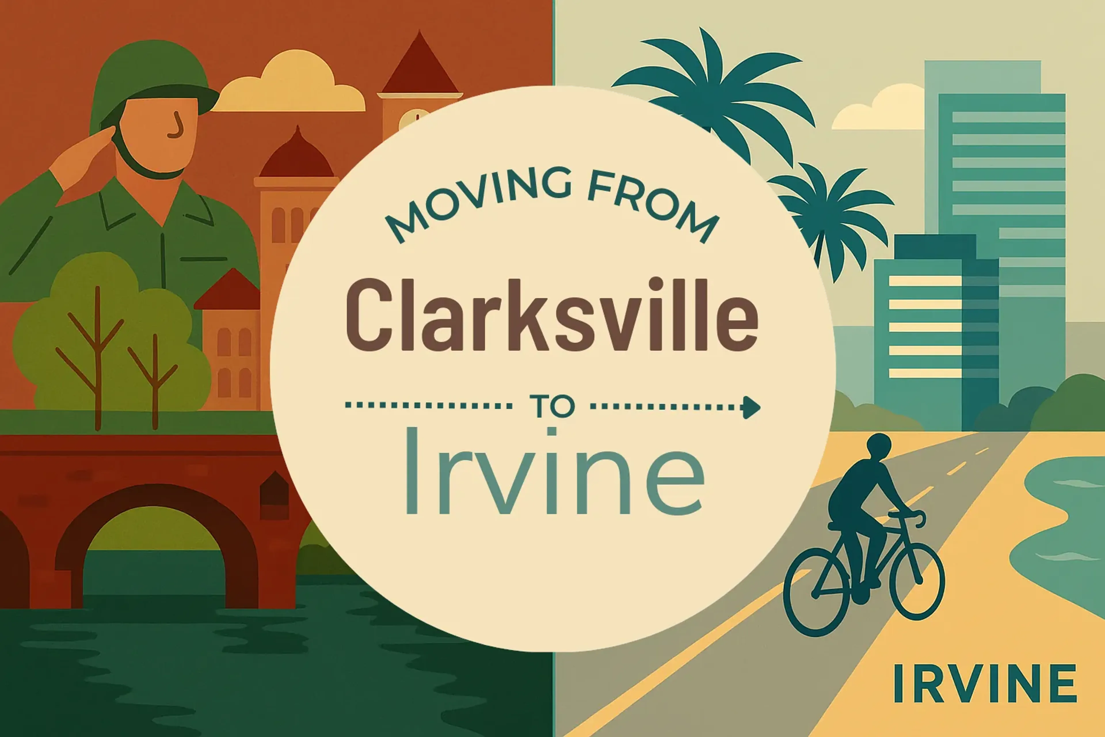 Side-by-side comparison of Clarksville to Irvine moving companies