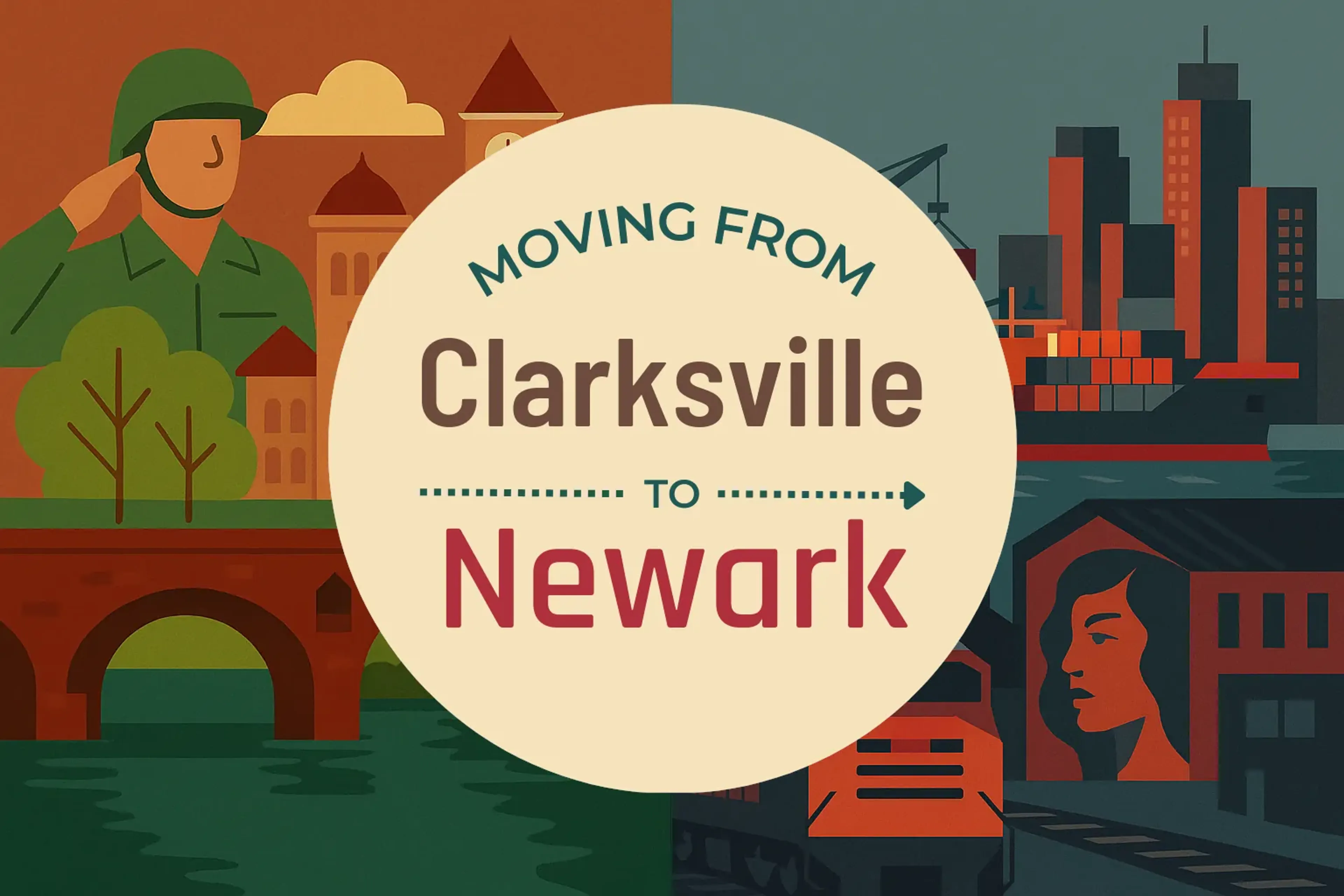 Side-by-side comparison of Clarksville to Newark moving companies
