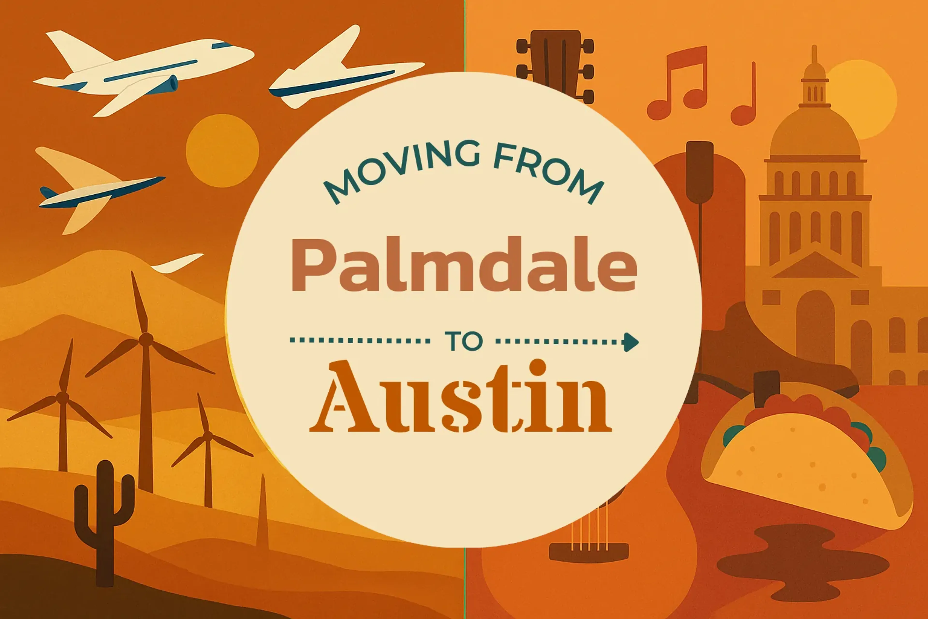 Side-by-side comparison of Palmdale to Austin moving companies