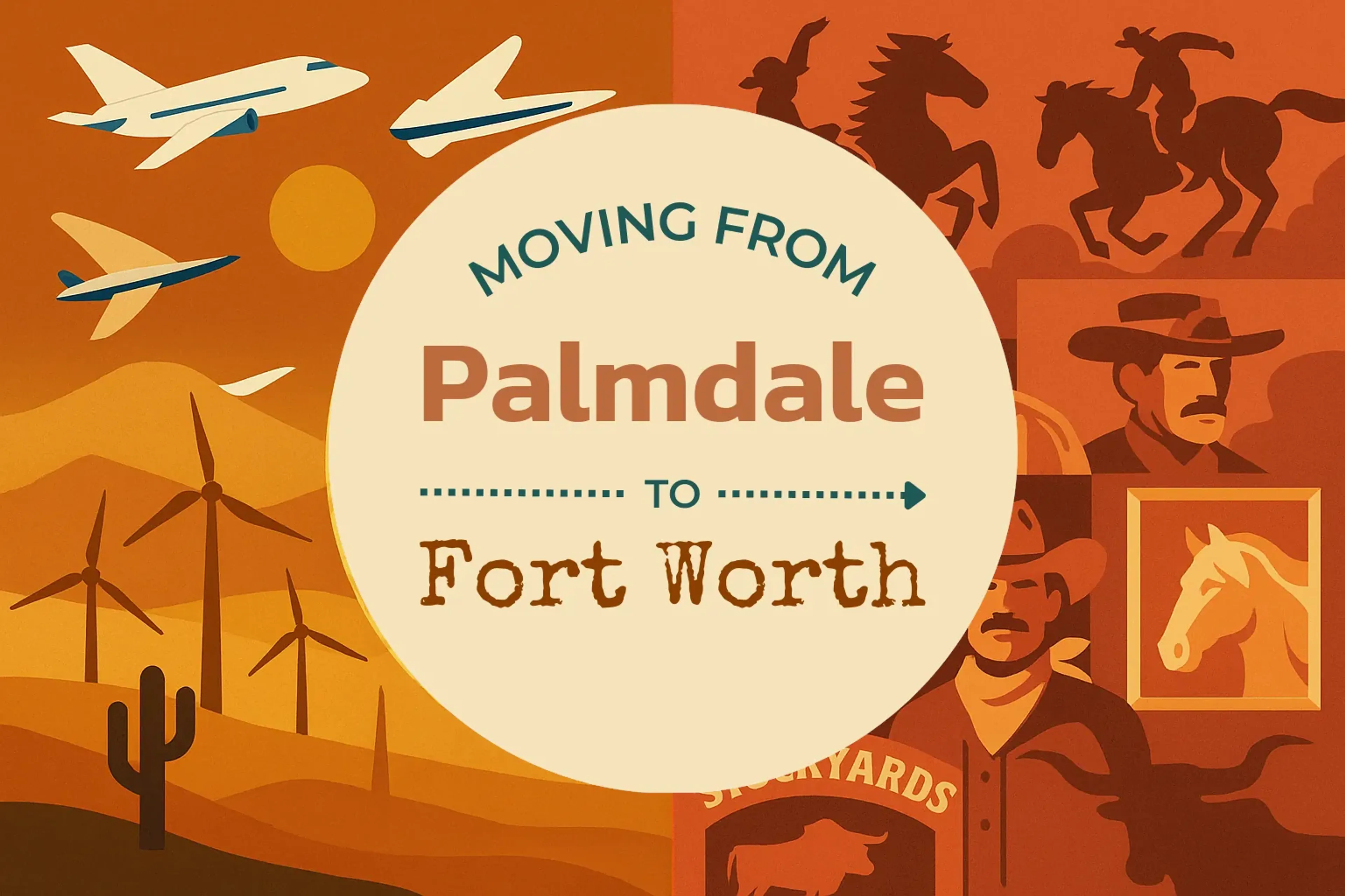 Side-by-side comparison of Palmdale to Fort Worth moving companies