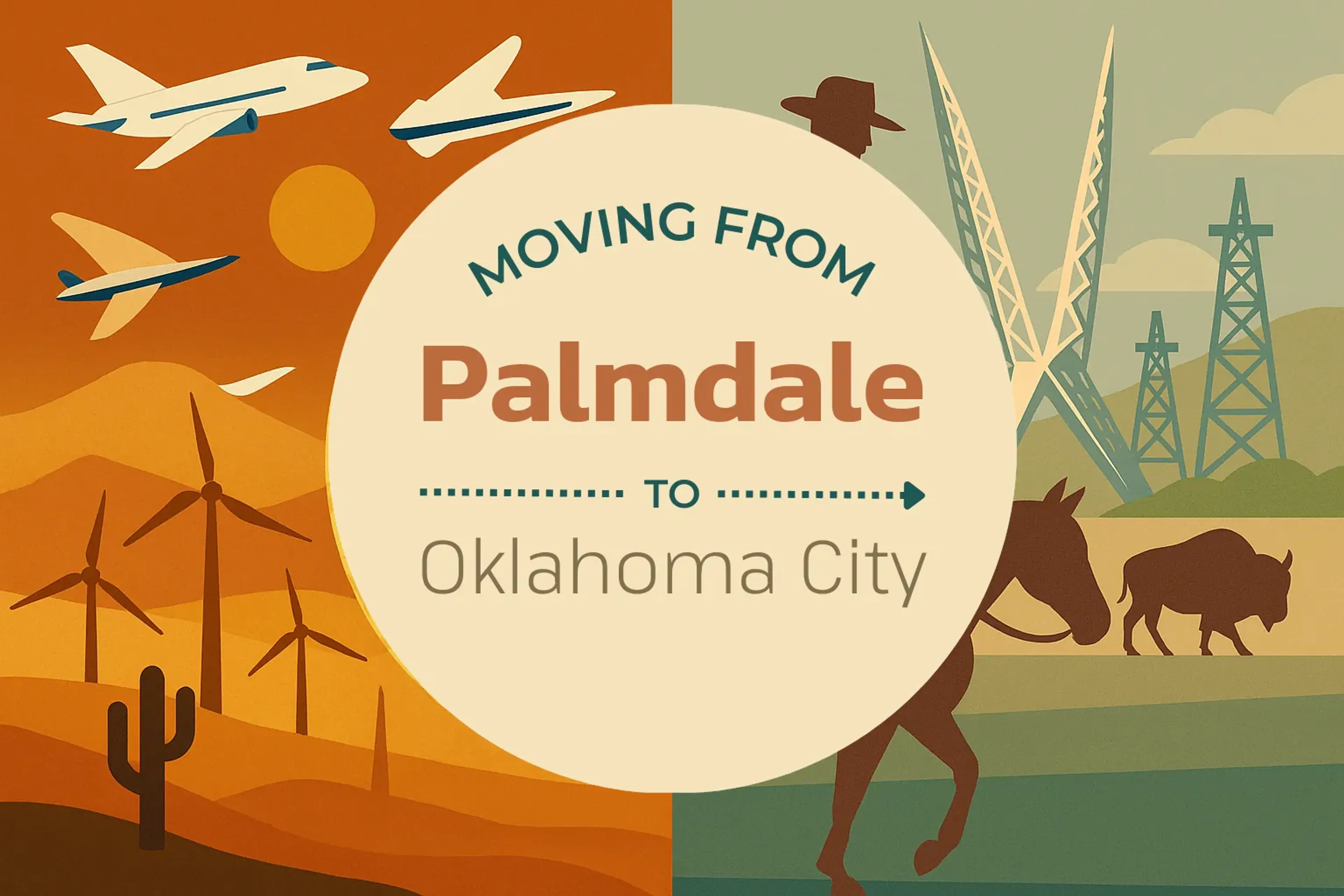 Side-by-side comparison of Palmdale to Oklahoma City moving companies