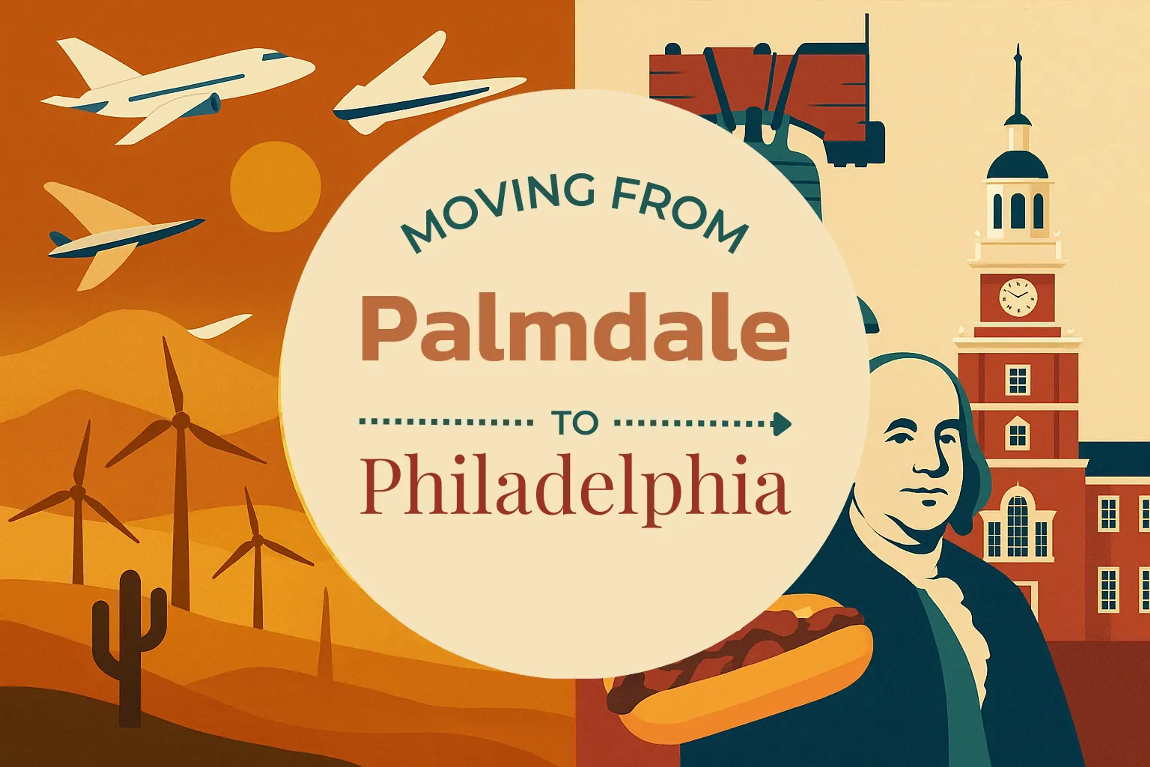 Side-by-side comparison of Palmdale to Philadelphia moving companies
