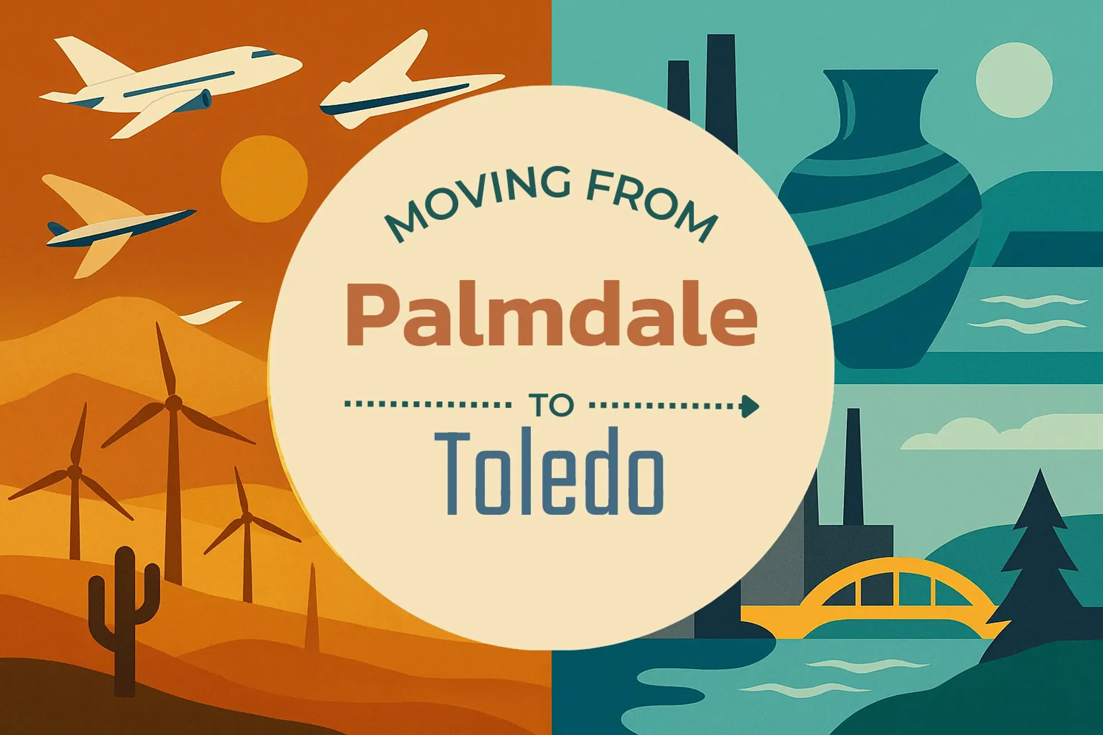 Side-by-side comparison of Palmdale to Toledo moving companies