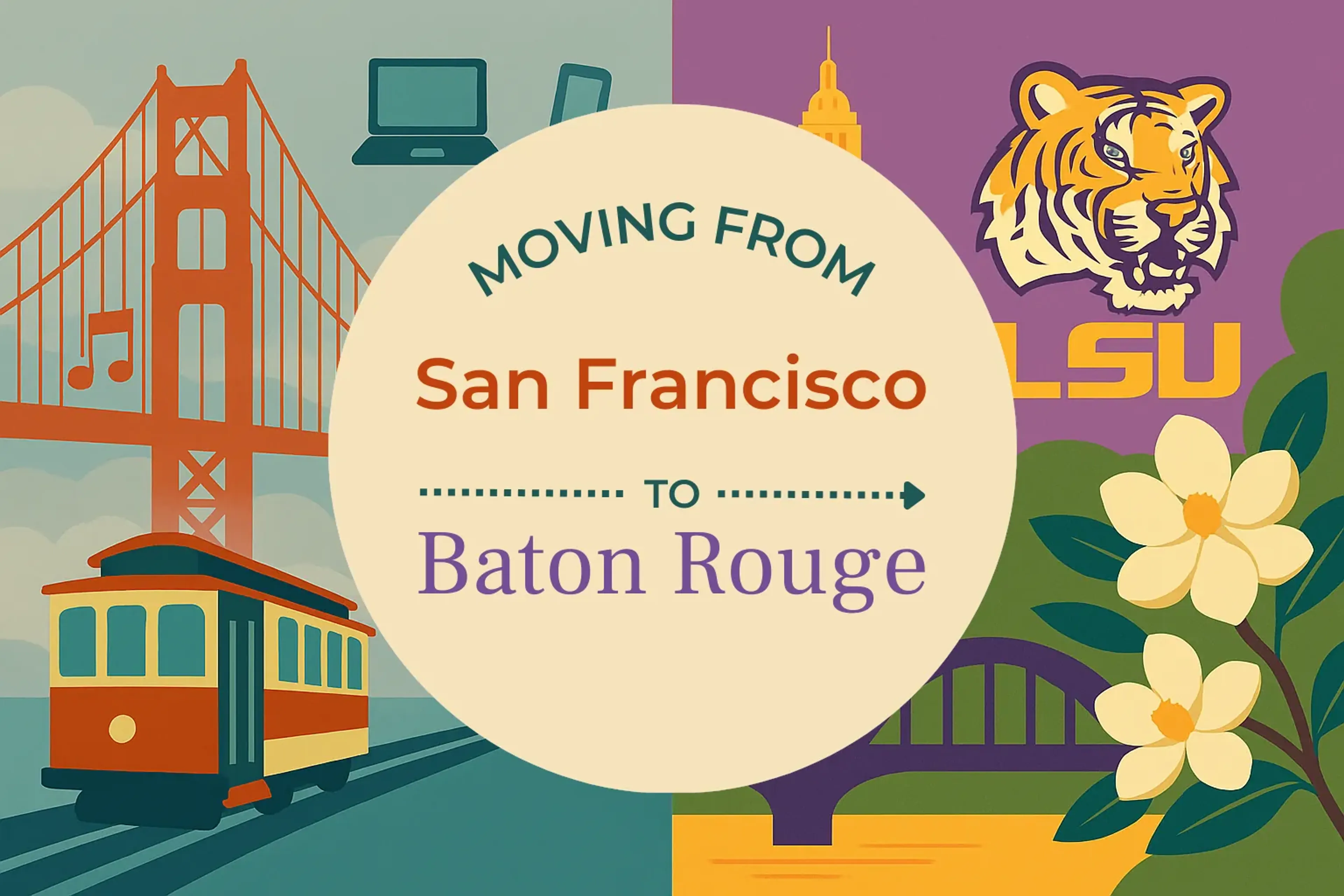 Side-by-side comparison of San Francisco to Baton Rouge moving companies