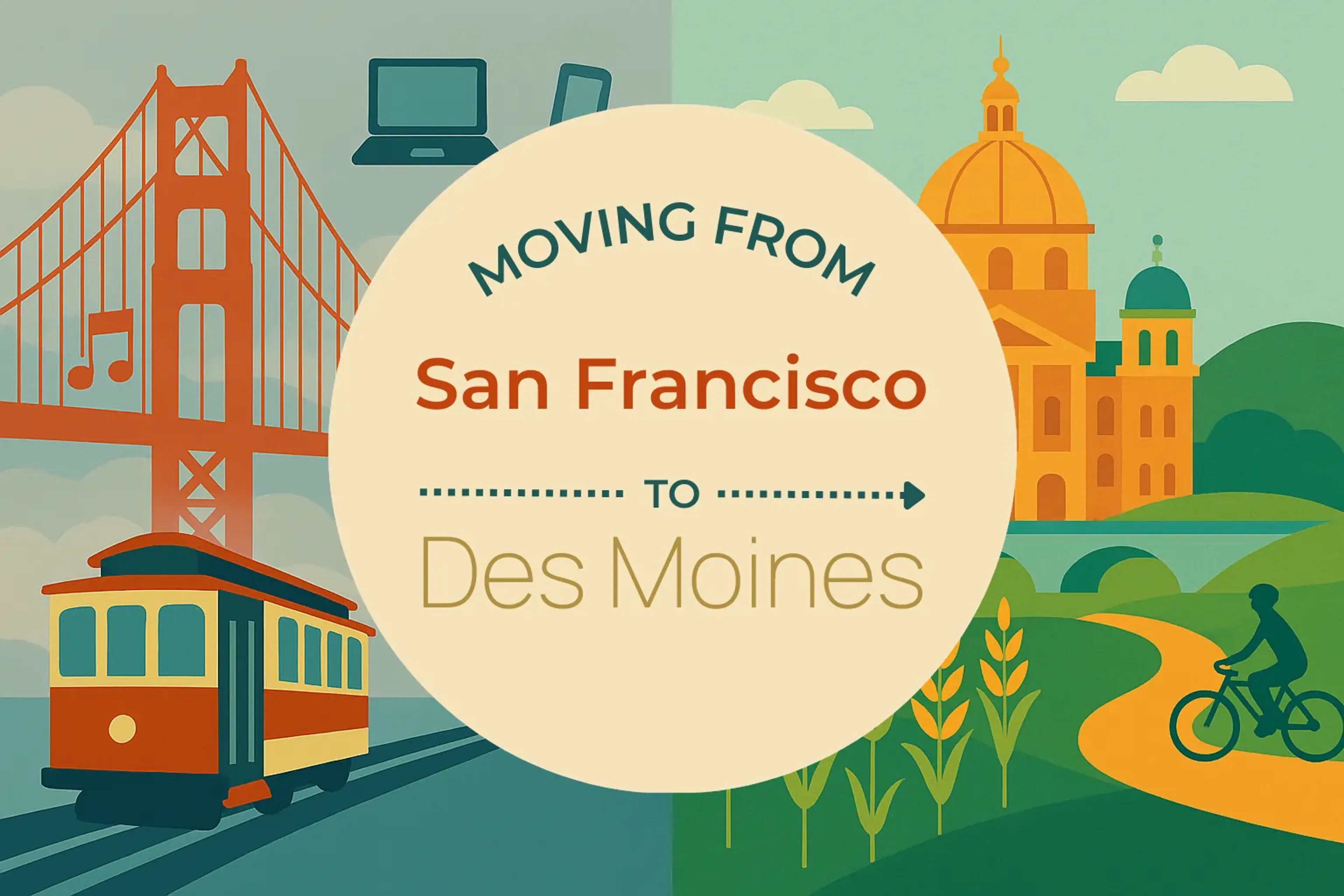 Side-by-side comparison of San Francisco to Des Moines moving companies