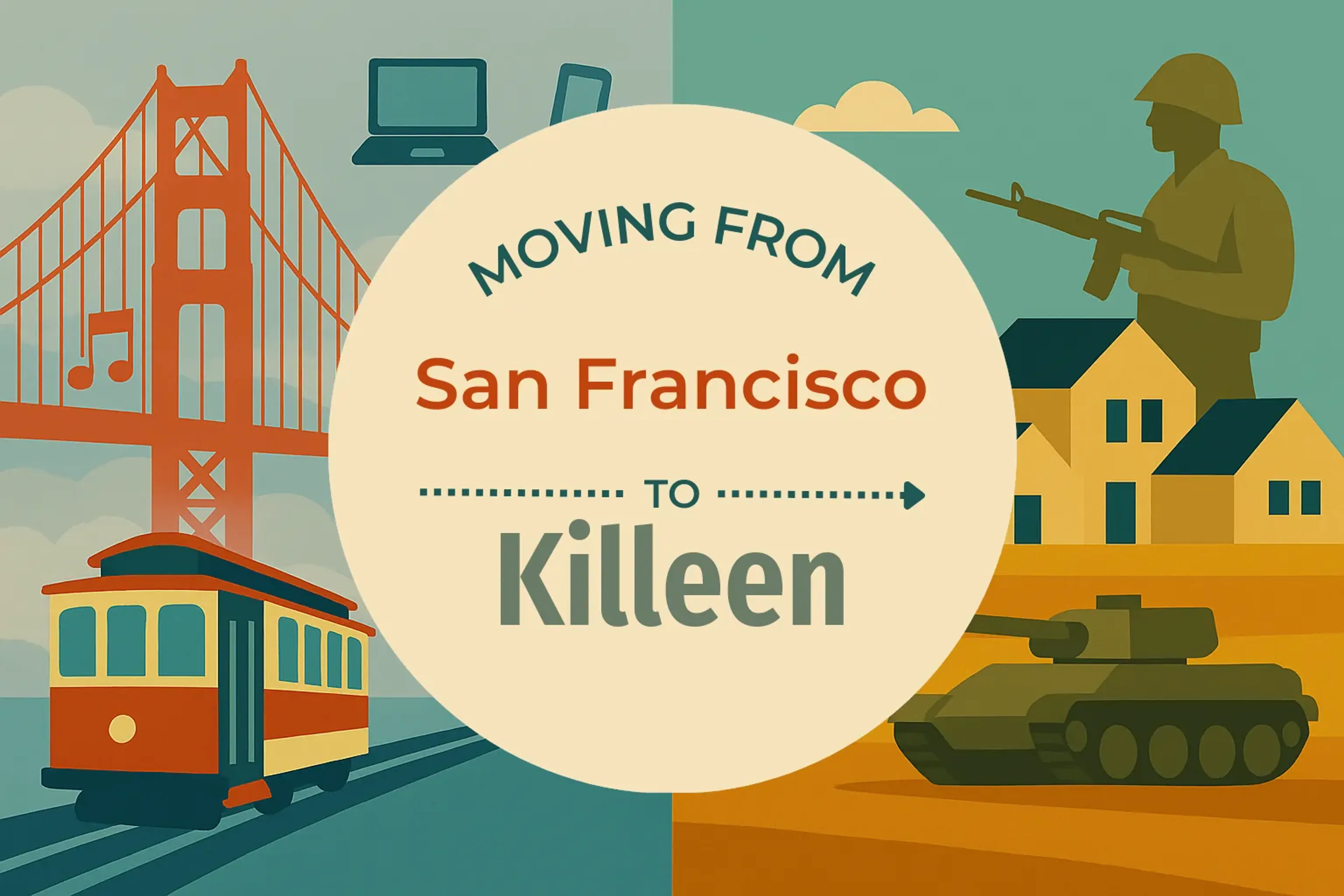 Side-by-side comparison of San Francisco to Killeen moving companies