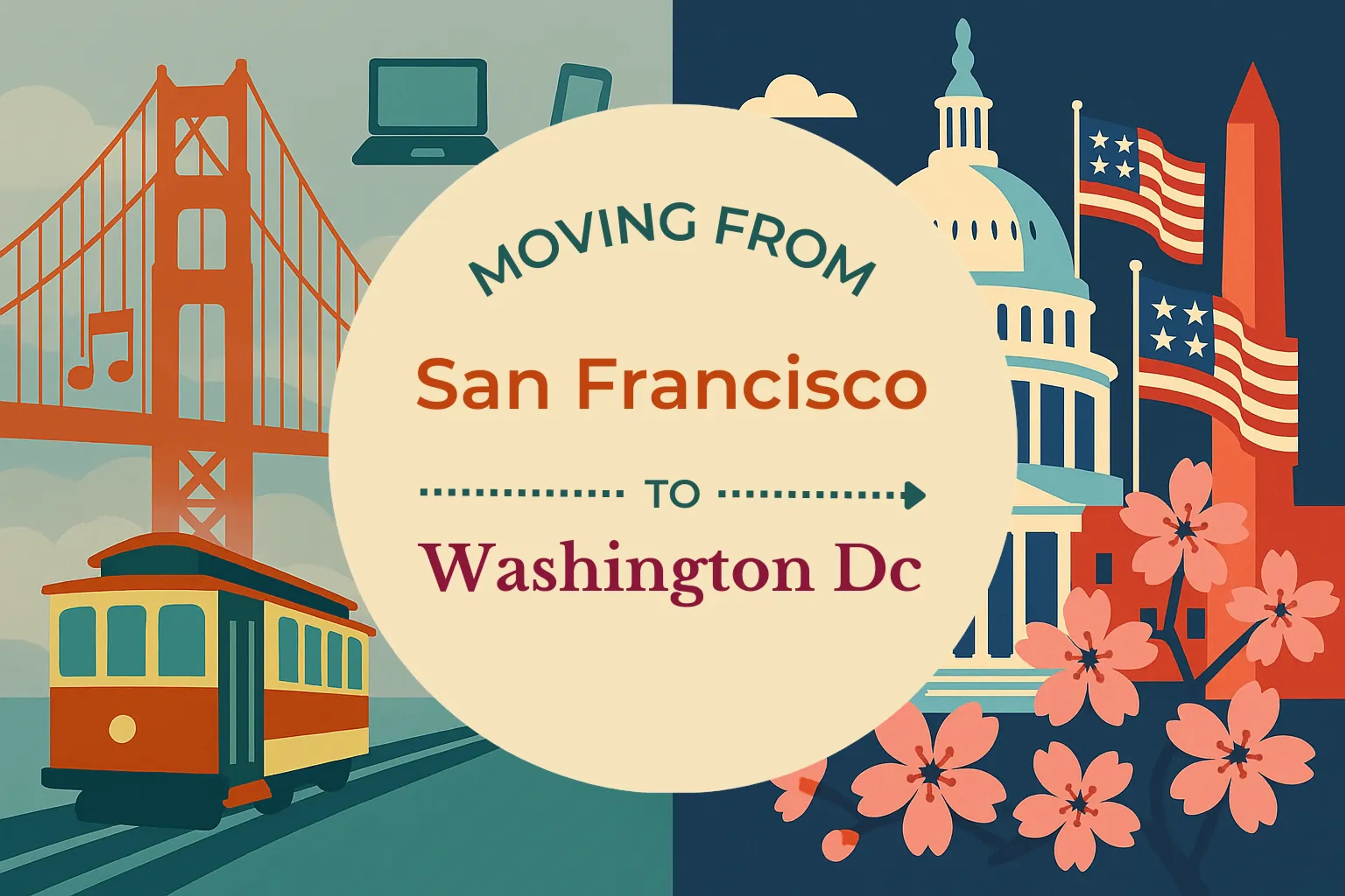 Side-by-side comparison of San Francisco to Washington DC moving companies
