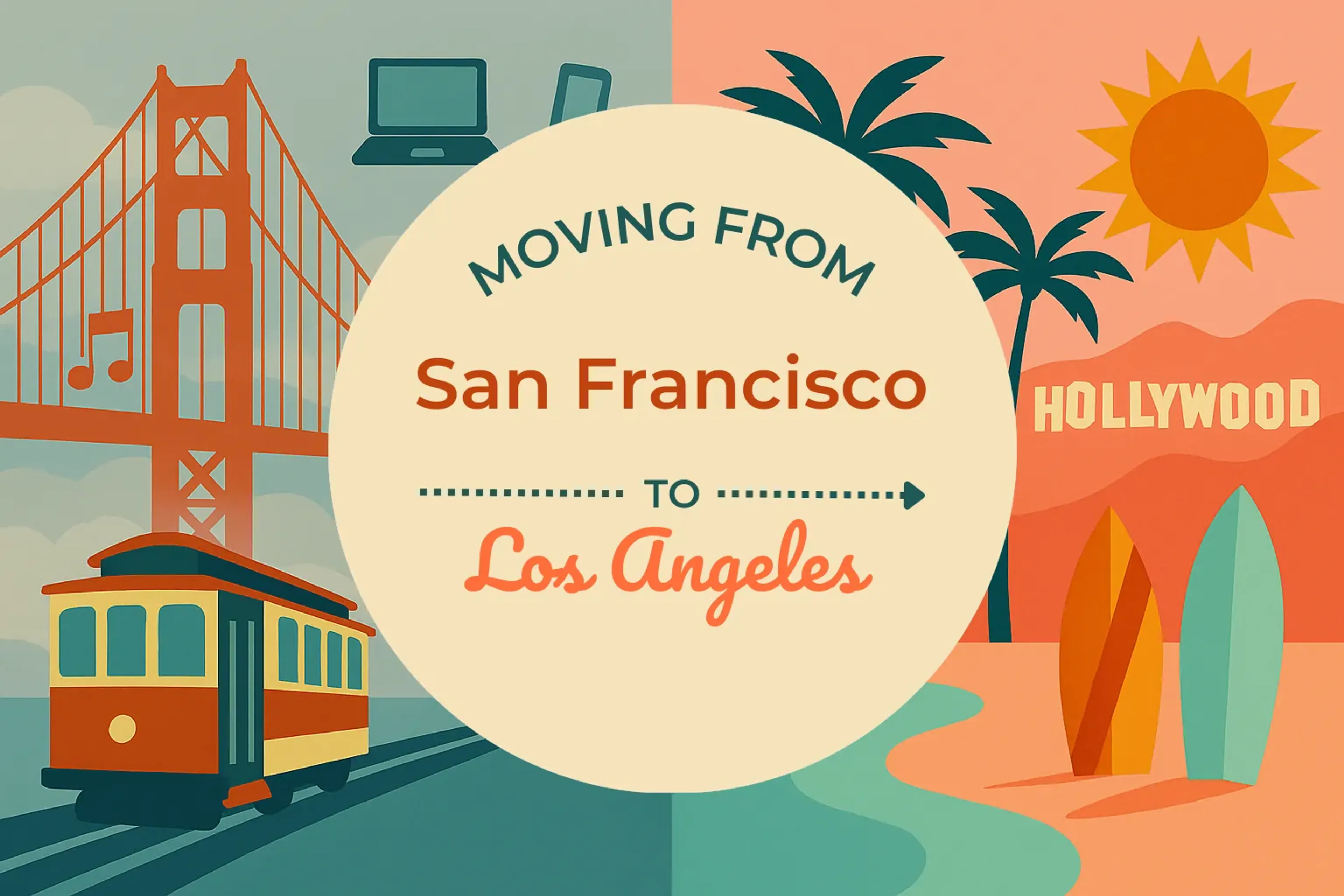 Side-by-side comparison of San Francisco to Los Angeles moving companies