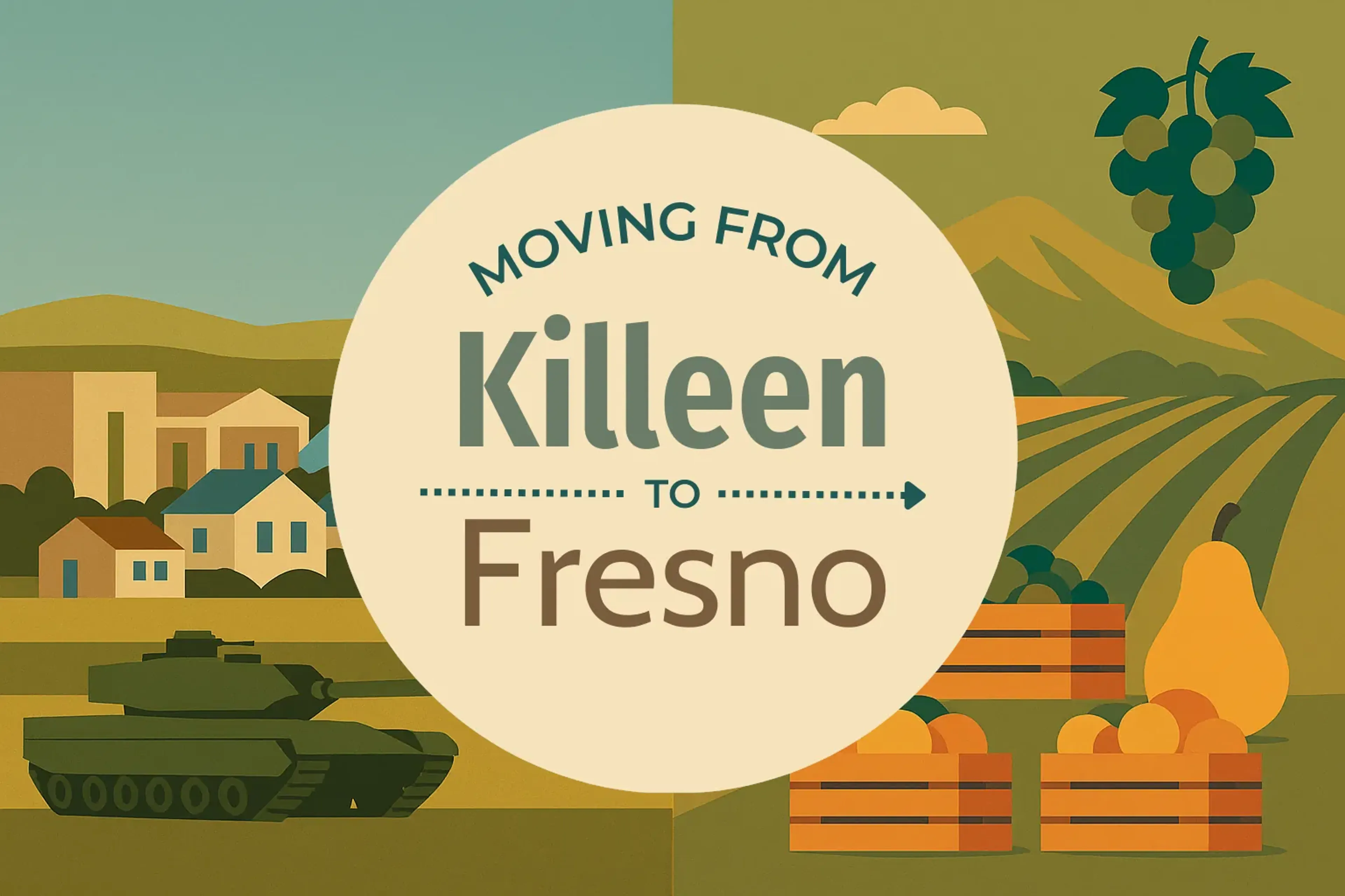 Side-by-side comparison of Killeen to Fresno moving companies