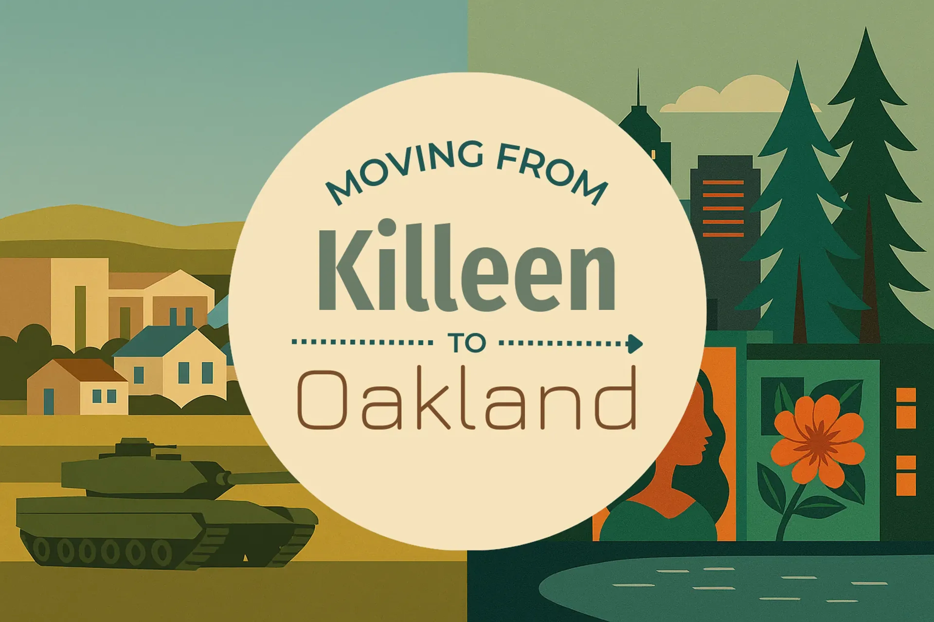 Side-by-side comparison of Killeen to Oakland moving companies