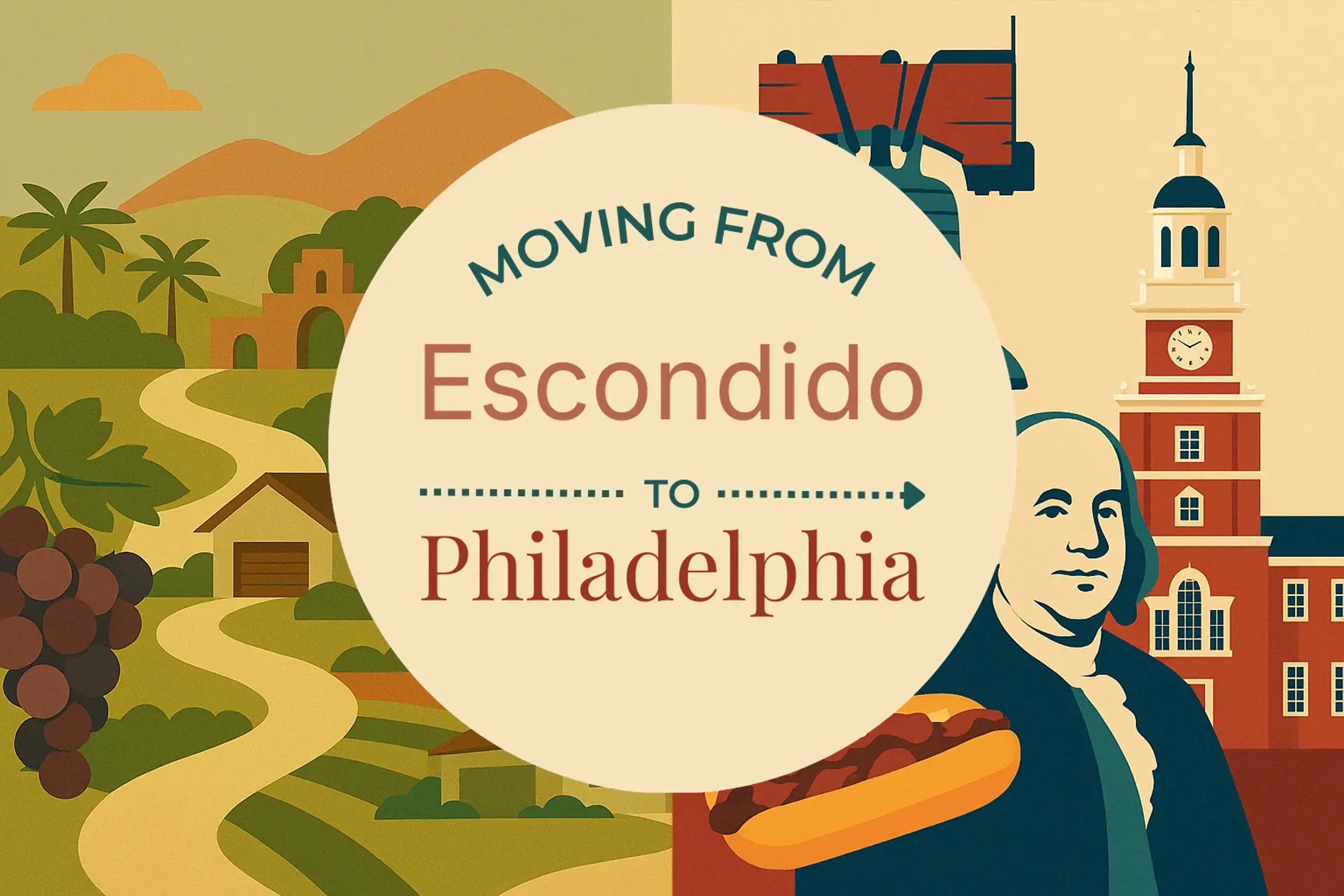 Side-by-side comparison of Escondido to Philadelphia moving companies