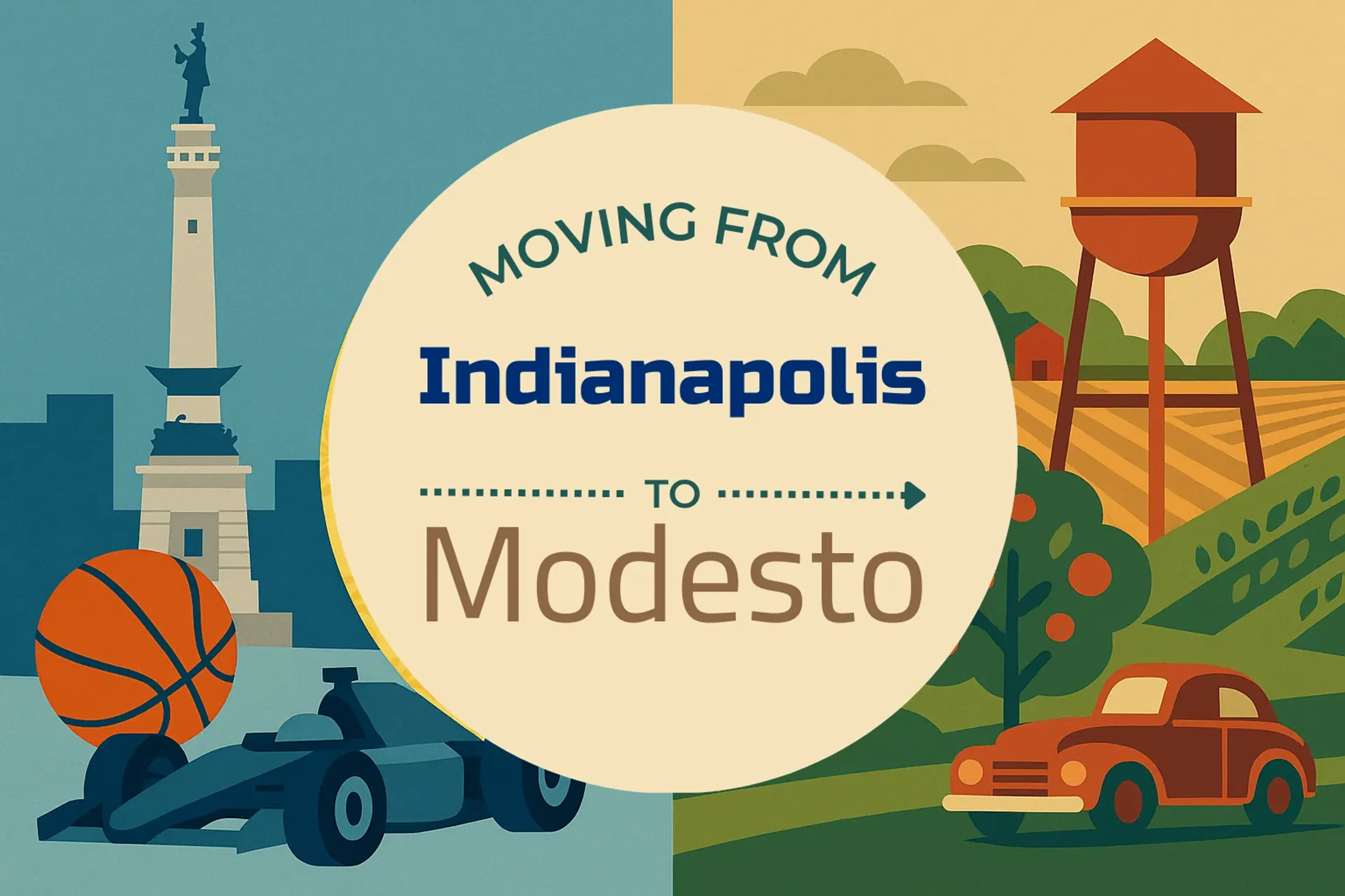 Side-by-side comparison of Indianapolis to Modesto moving companies