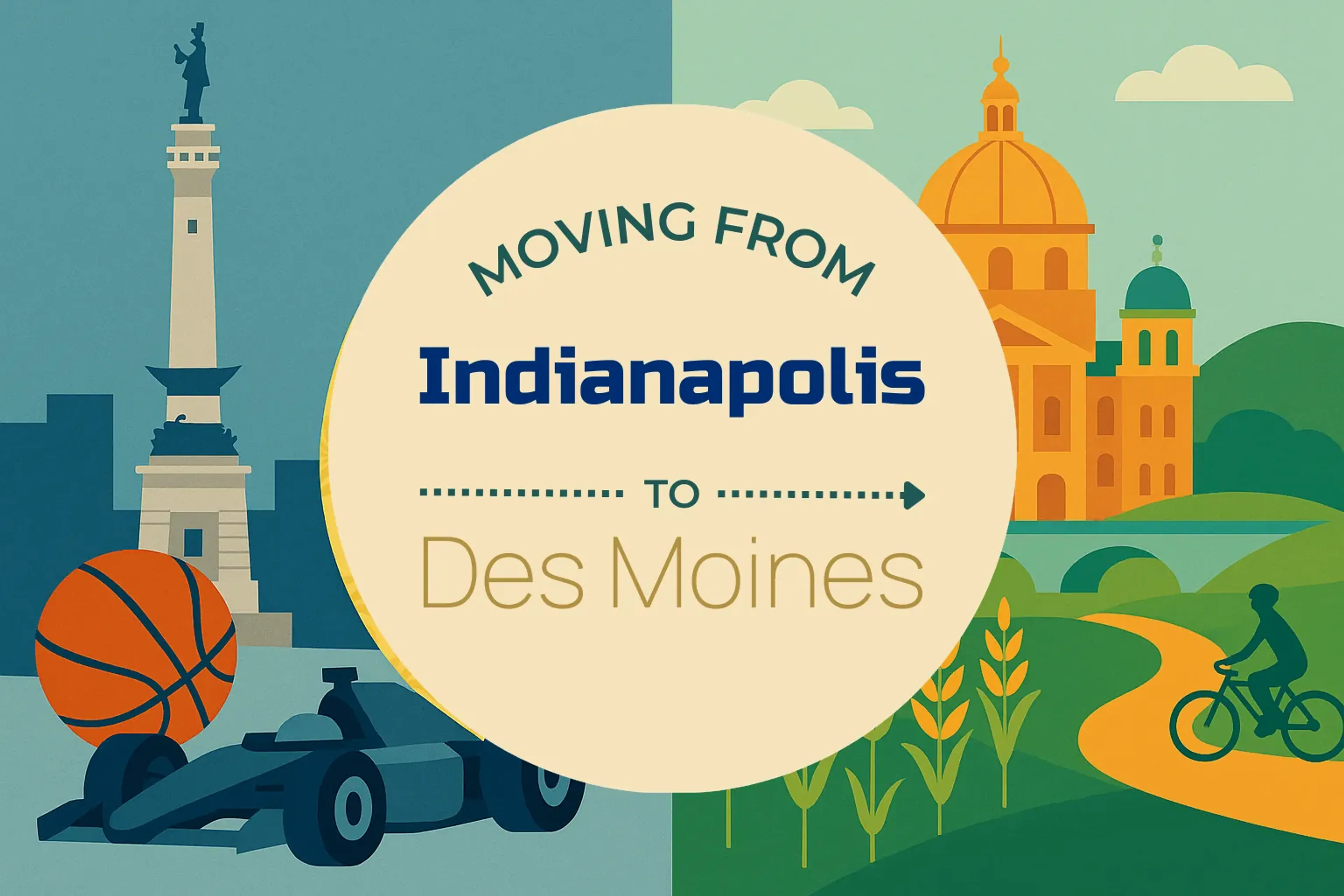 Side-by-side comparison of Indianapolis to Des Moines moving companies