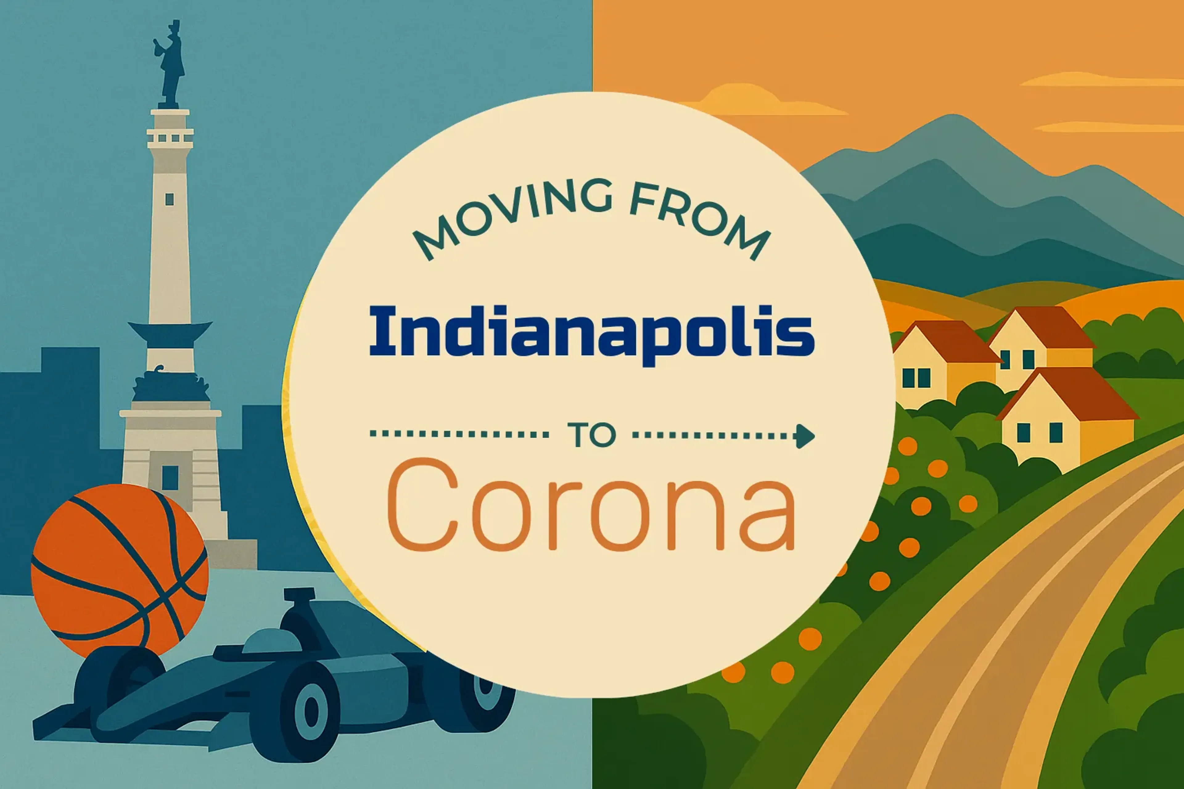 Side-by-side comparison of Indianapolis to Corona moving companies