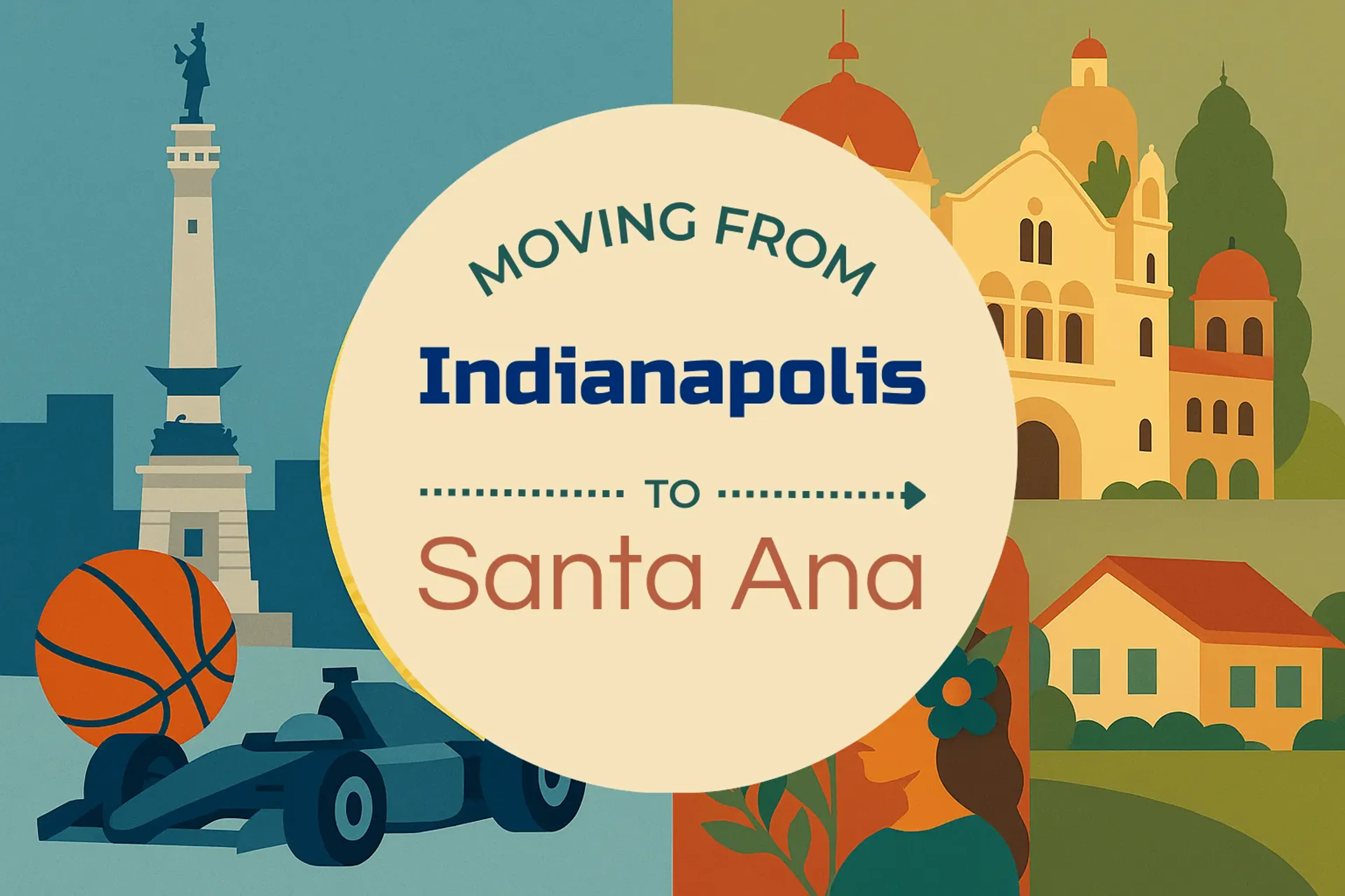 Side-by-side comparison of Indianapolis to Santa Ana moving companies