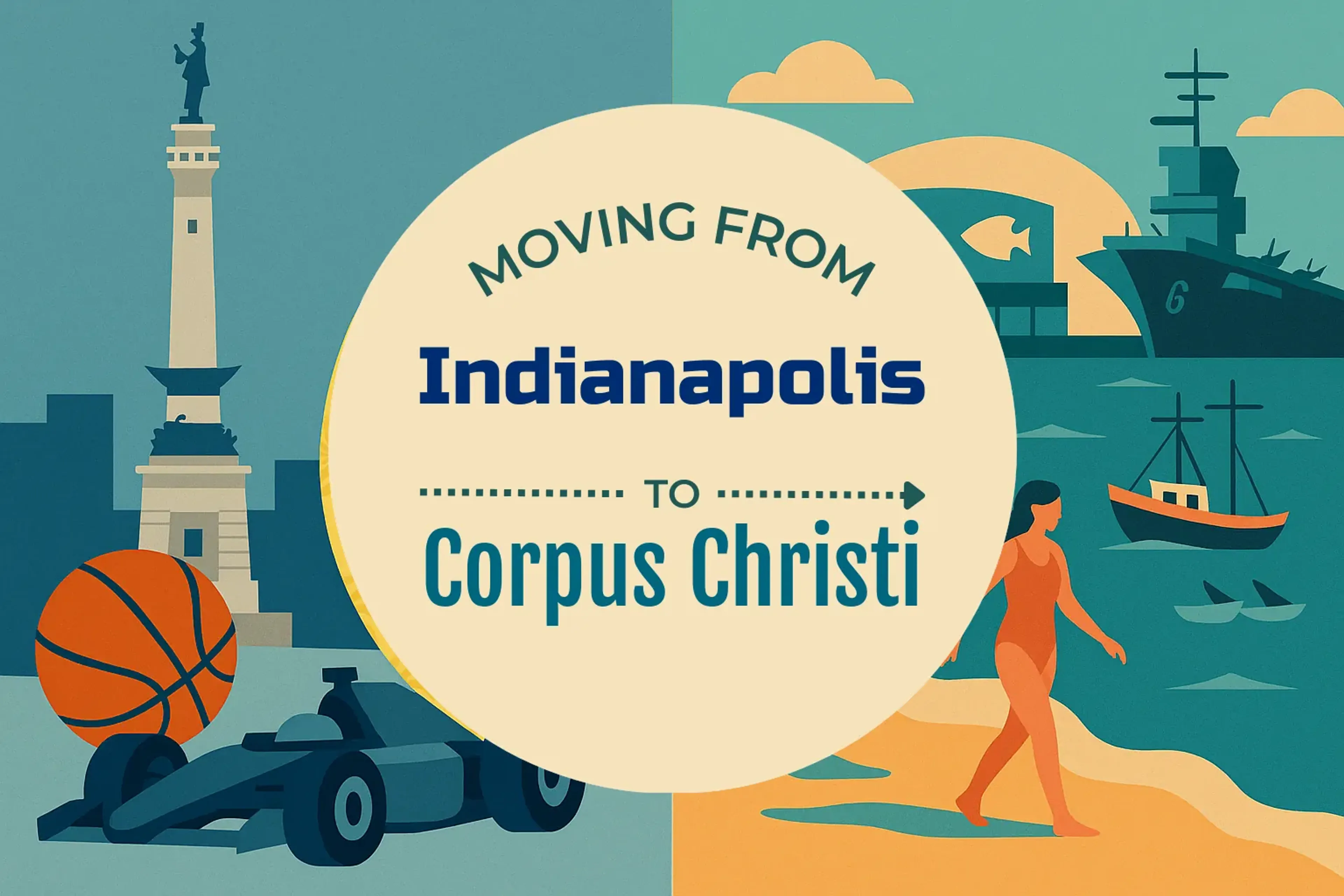 Side-by-side comparison of Indianapolis to Corpus Christi moving companies