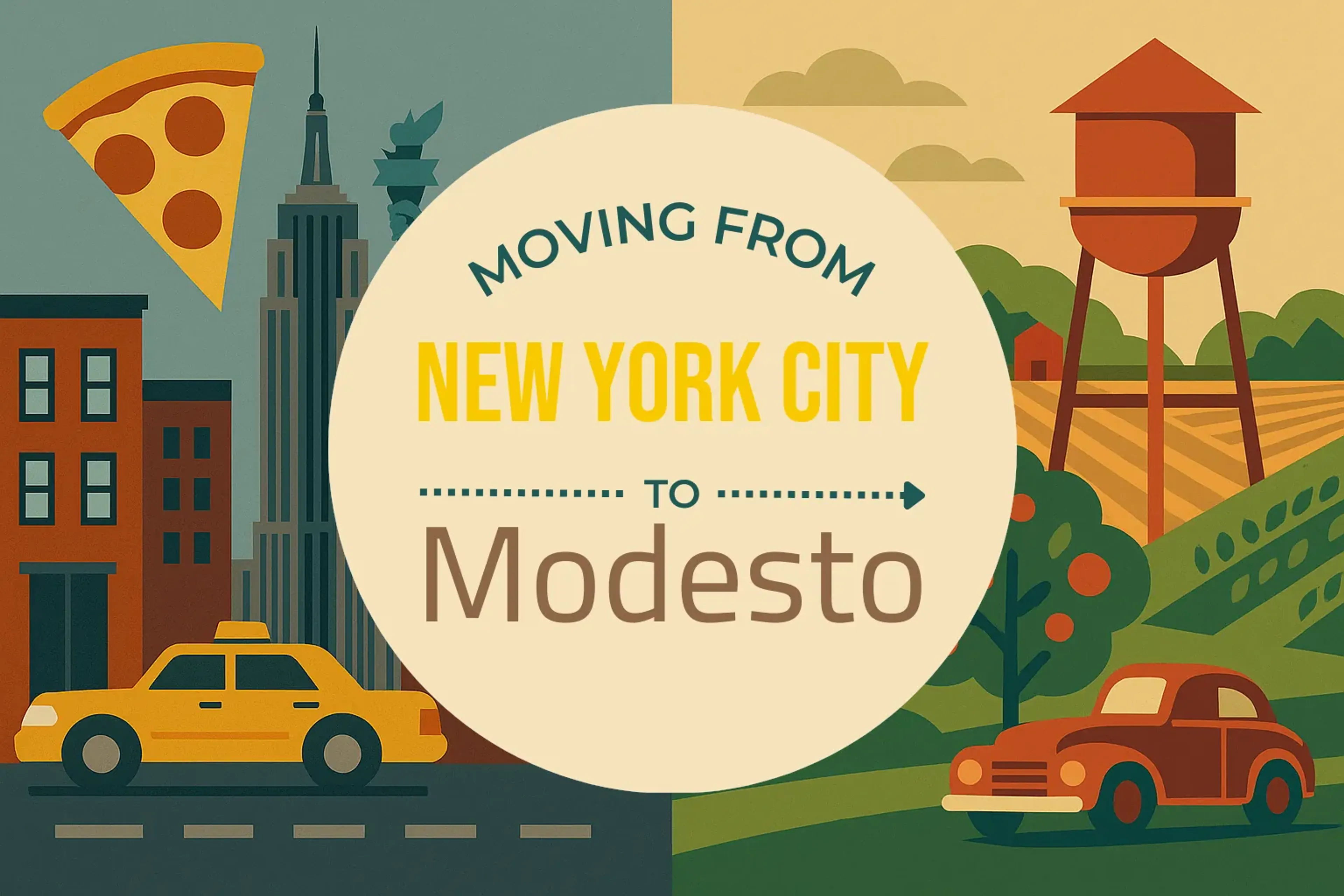 Side-by-side comparison of New York City to Modesto moving companies