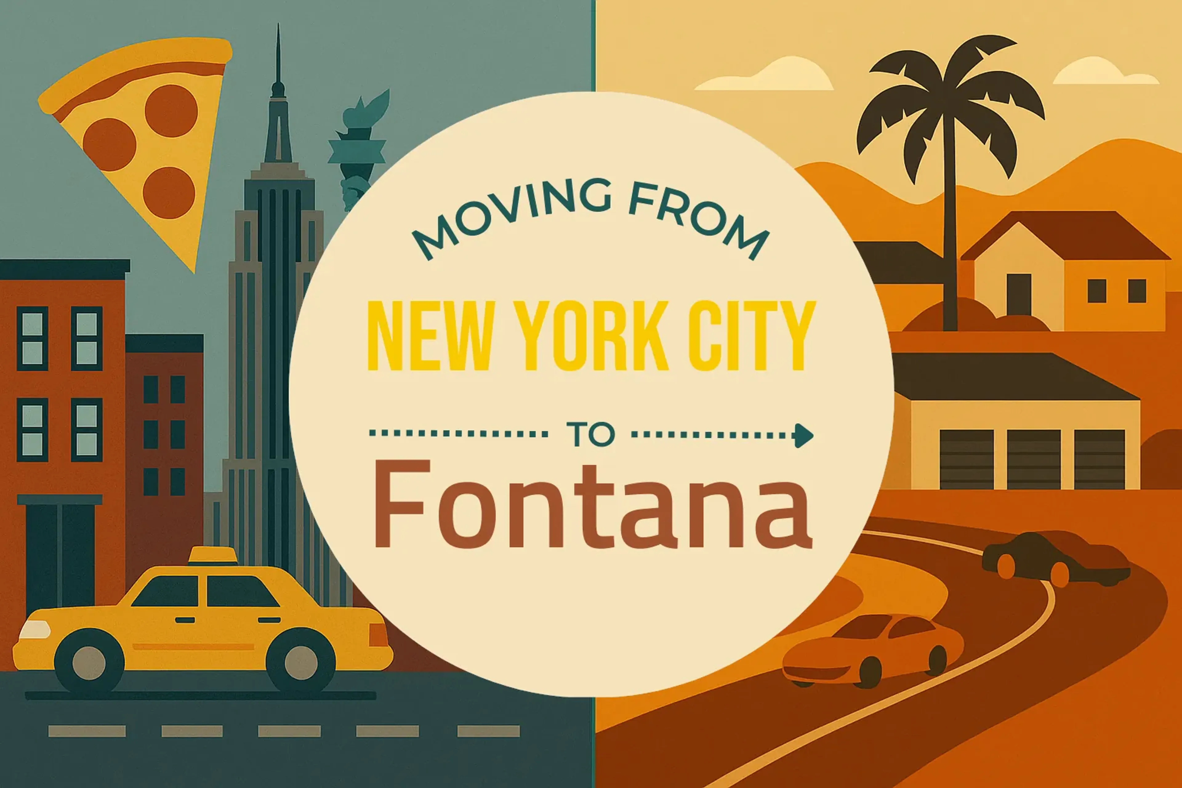 Side-by-side comparison of New York City to Fontana moving companies