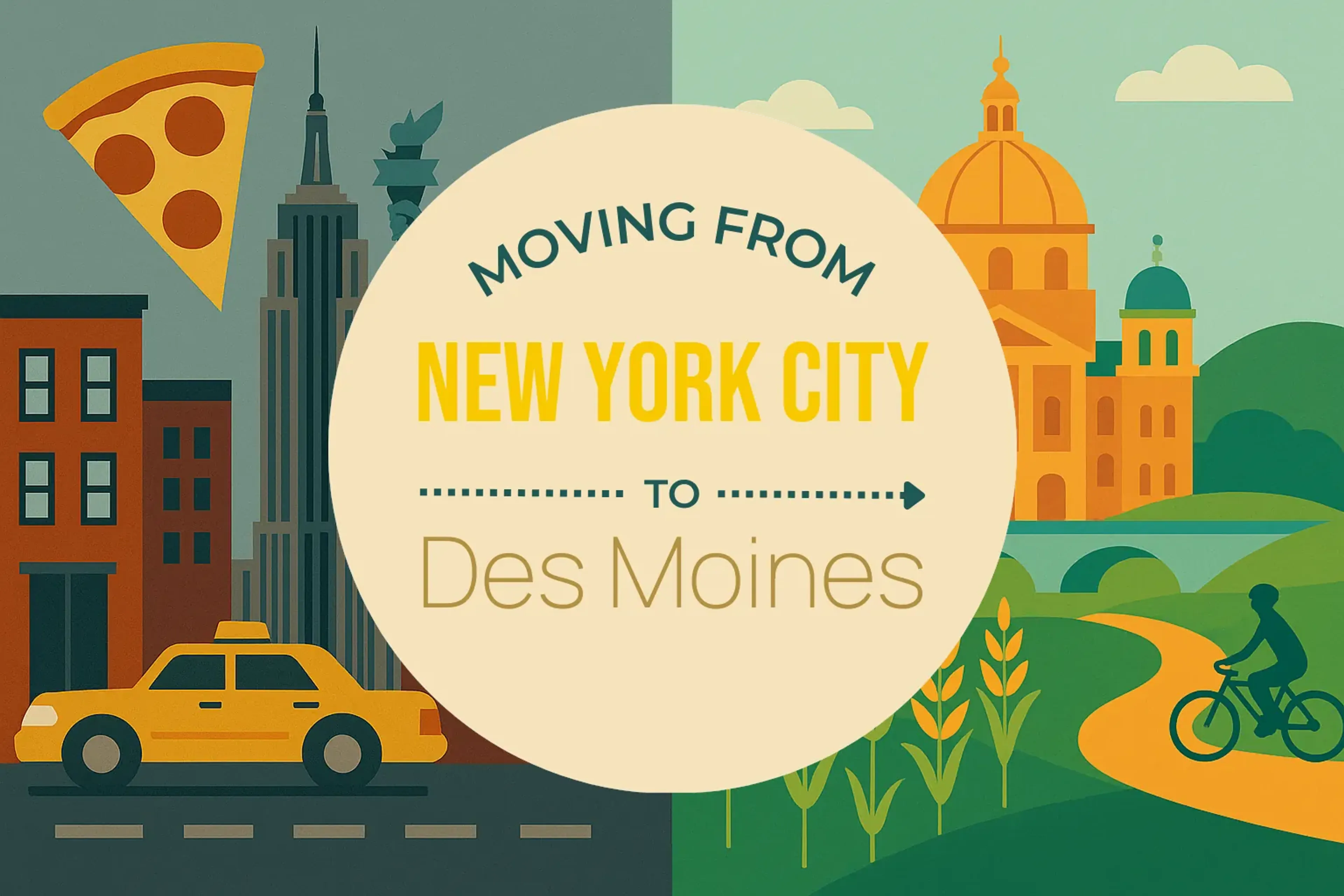 Side-by-side comparison of New York City to Des Moines moving companies